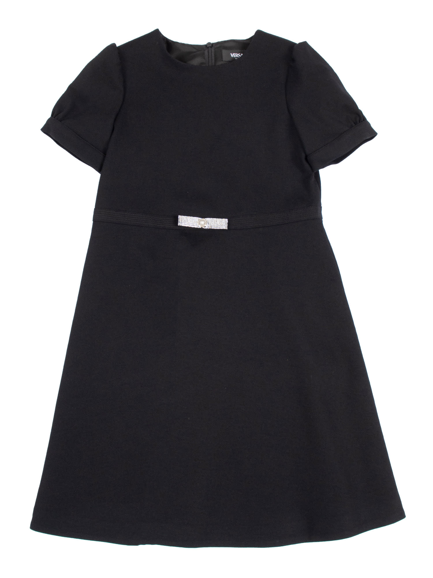 Versace Round Neck Dress In Black