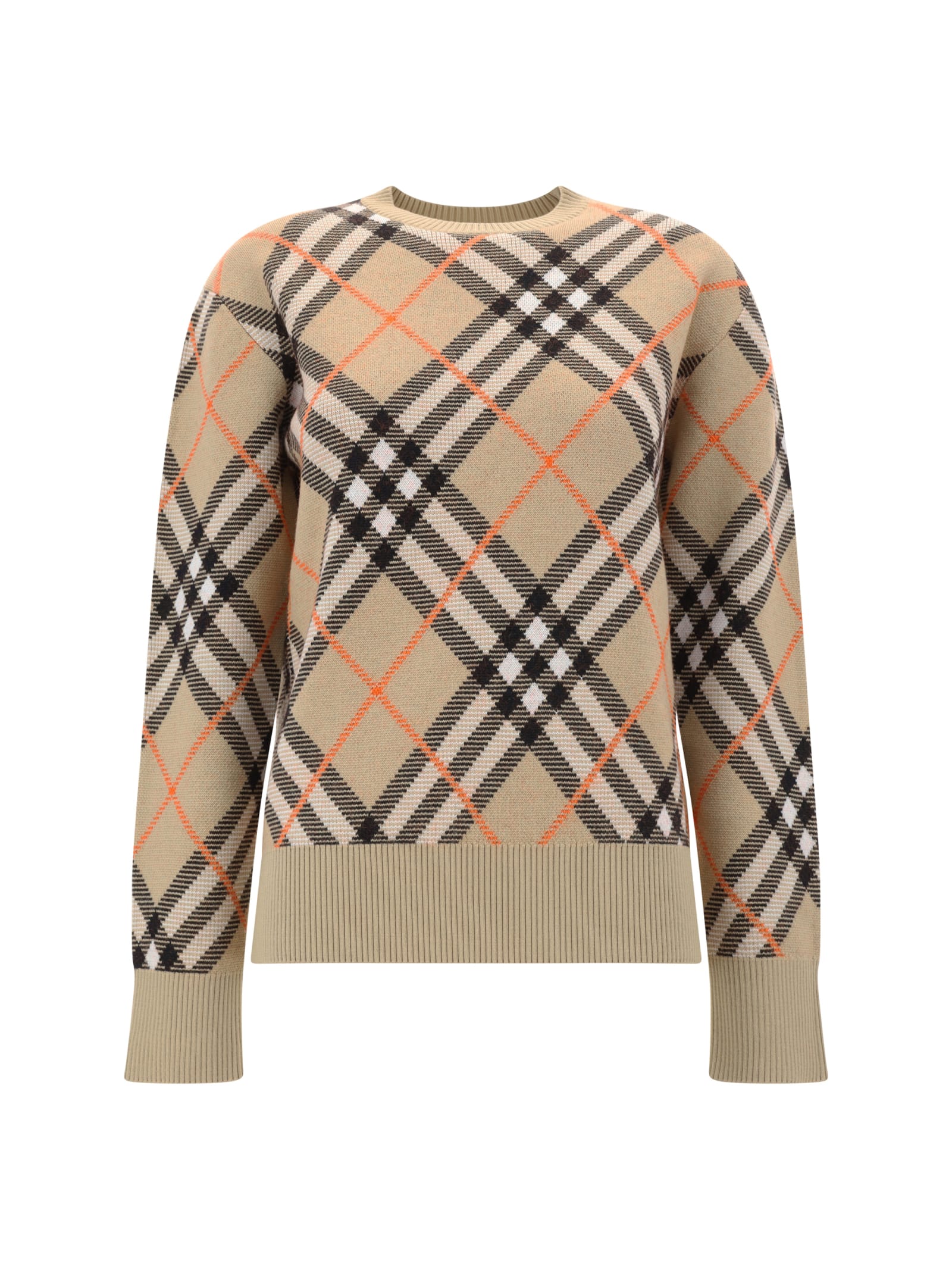 Shop Burberry Sweater In Neutrals/black