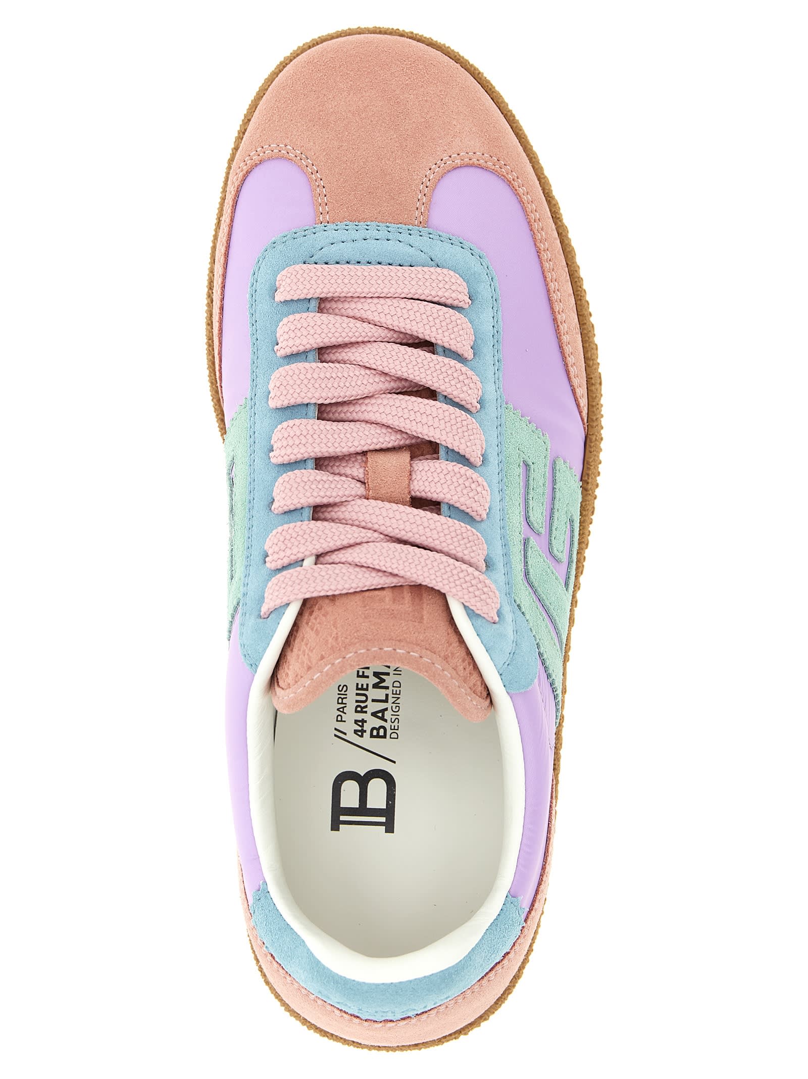 Balmain Swan Suede Rubber Sole Sneakers In Multi