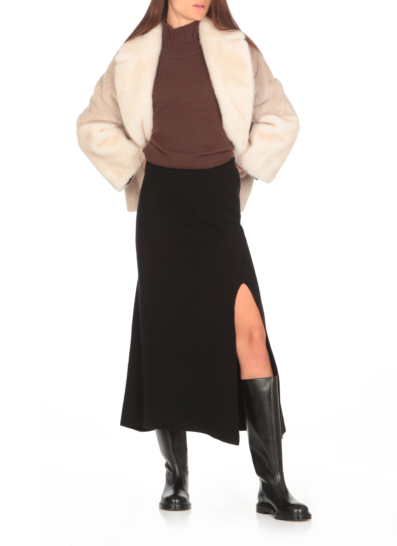 Shop Bully Synthetic Fur Jacekt In Beige