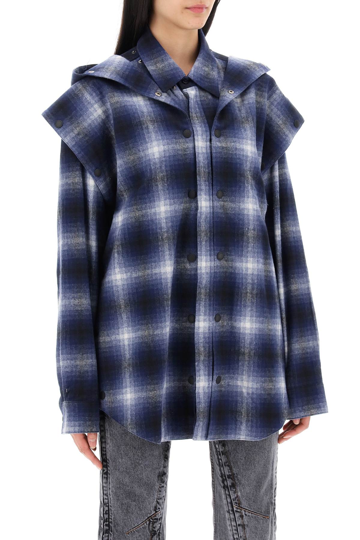 Shop Y/project Flannel Overshirt In Blue Grey (blue)