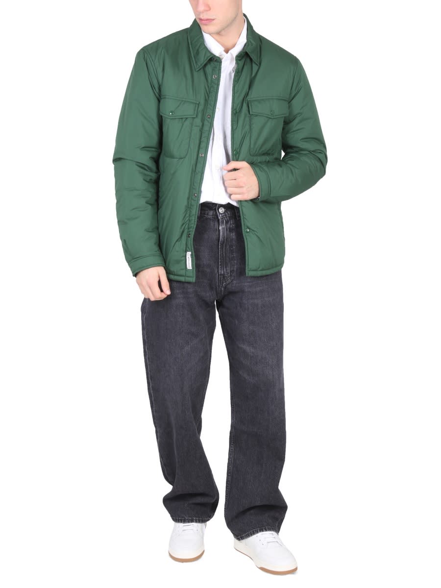 Woolrich Buttoned Padded Jacket In Green