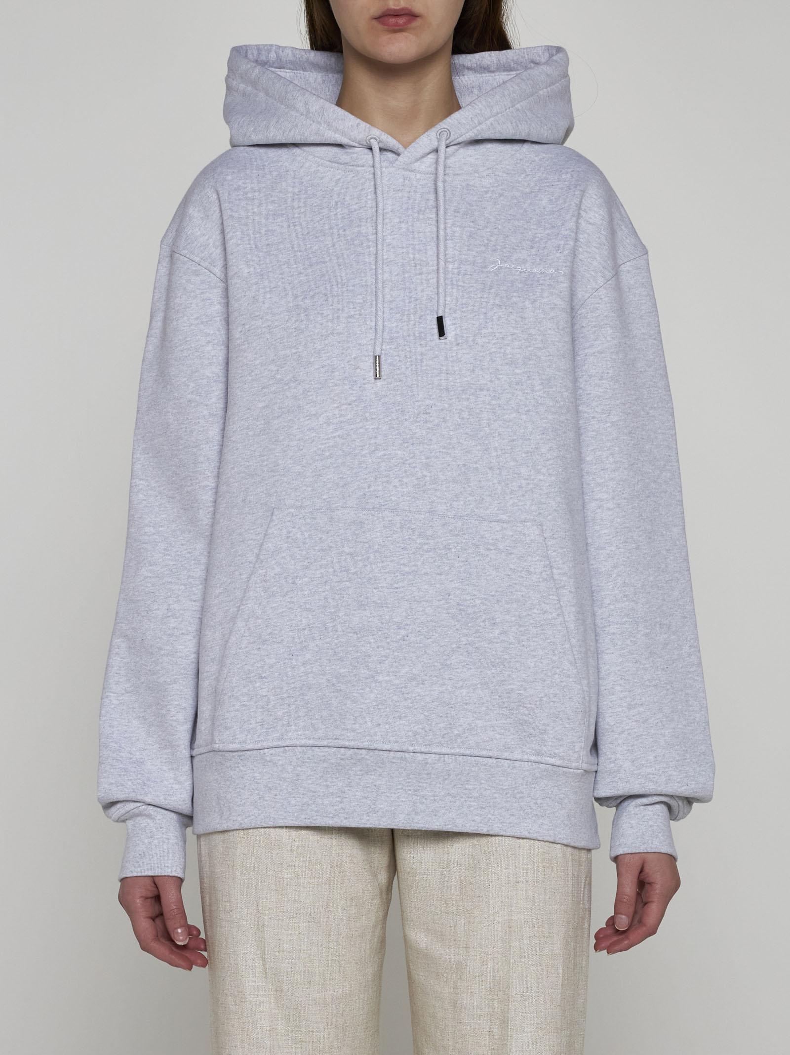 Shop Jacquemus Brode Cotton Hoodie In Grigio