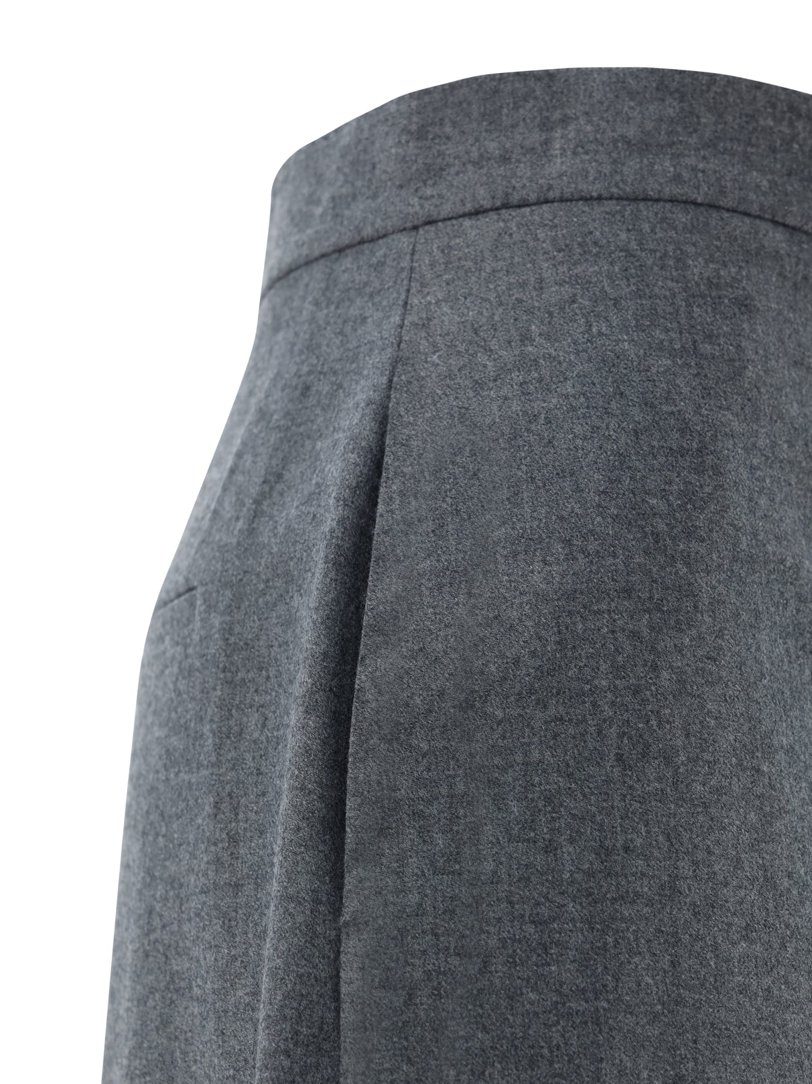 Fendi Wide Leg Wool Pants In Light Grey Melange