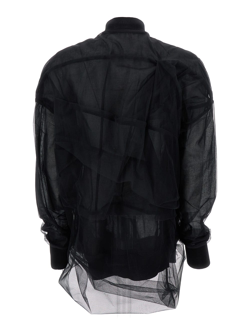 Rick Owens Womens Black Semi-sheer Relaxed-fit Tulle Jacket In Black