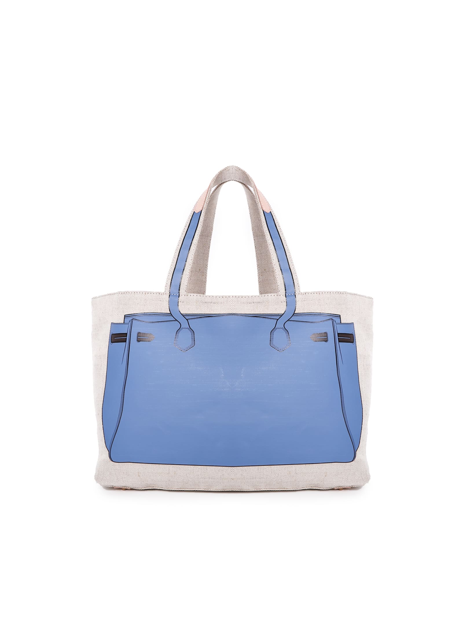 Shop V73 Shopping Bag Summer In Natural, Blue