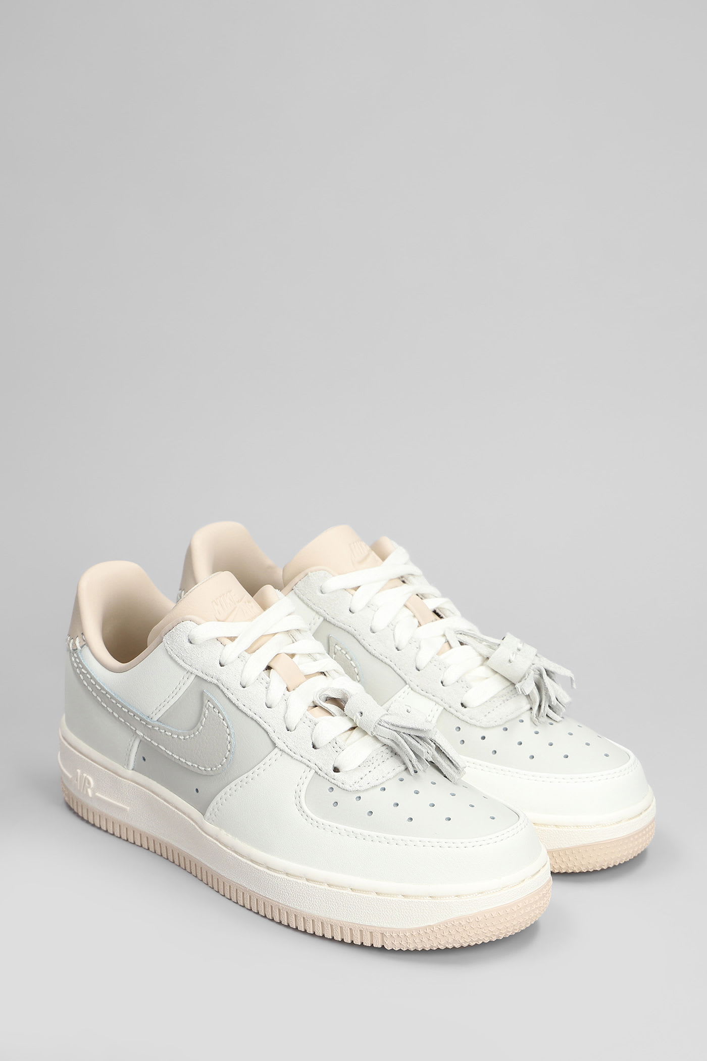 Nike Air Force 1 07 Sneakers In Beige Leather In White