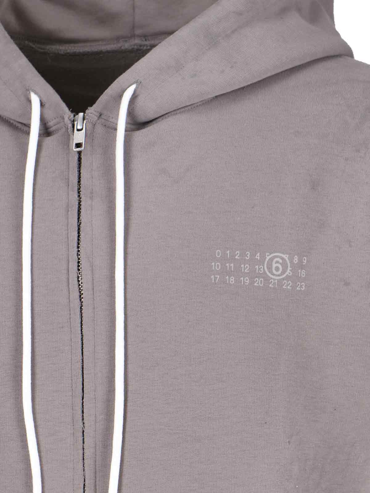 Mm6 Maison Margiela Mm6 By Maison Margiela Numbers-motif Hoodie With Artistic Paint Splatter Detail In Gray