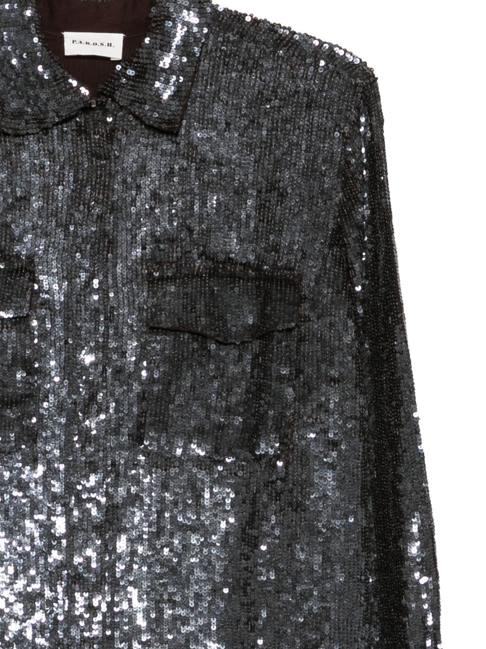 P.a.r.o.s.h Dark Brown Sequin Shirt In Brown