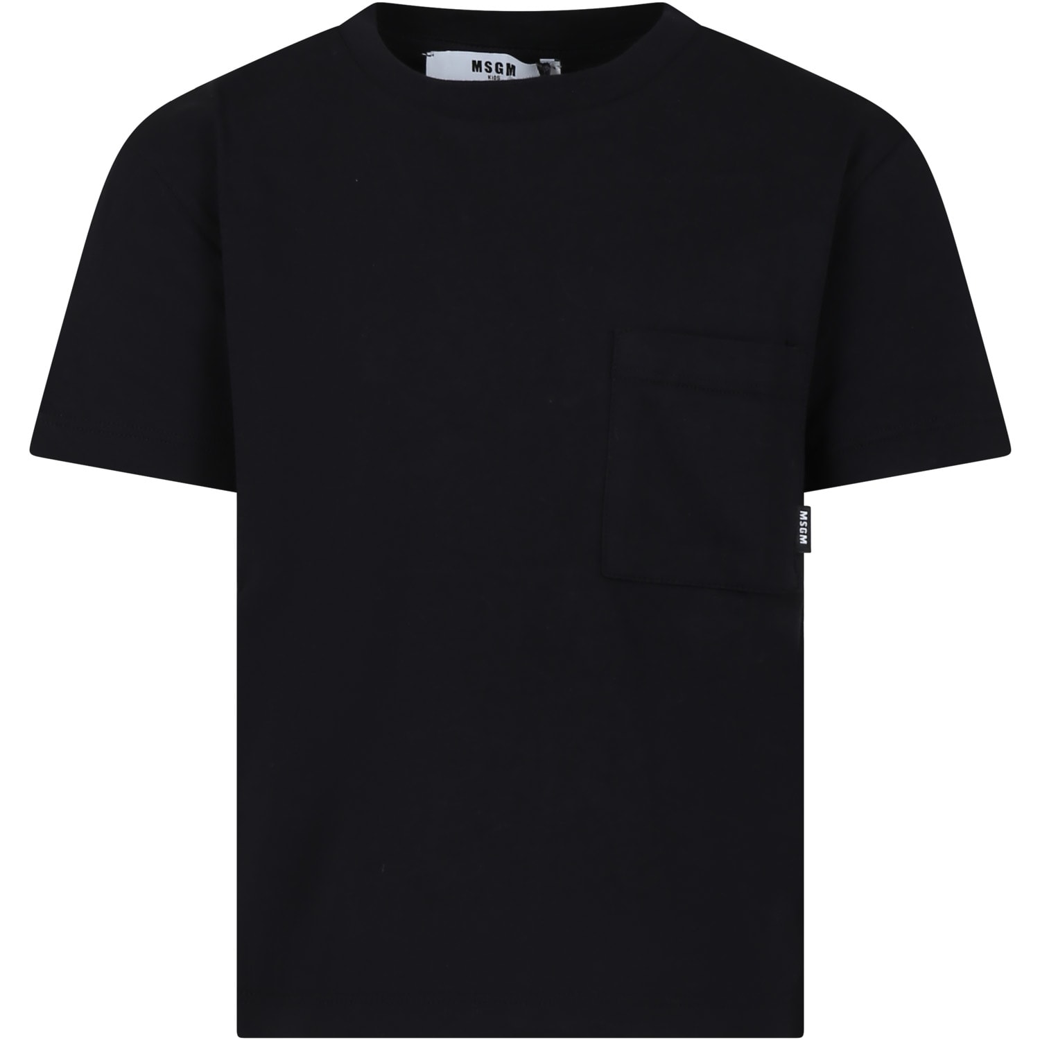 Msgm Kids' Black T-shirt For Boy With Logo In Nero