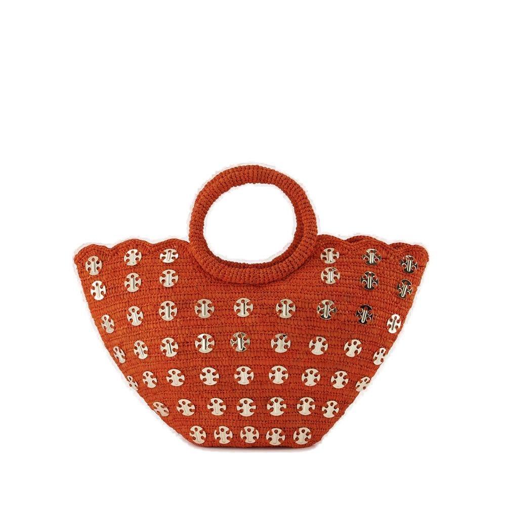 Metallic Disc Embellished Basket Bag