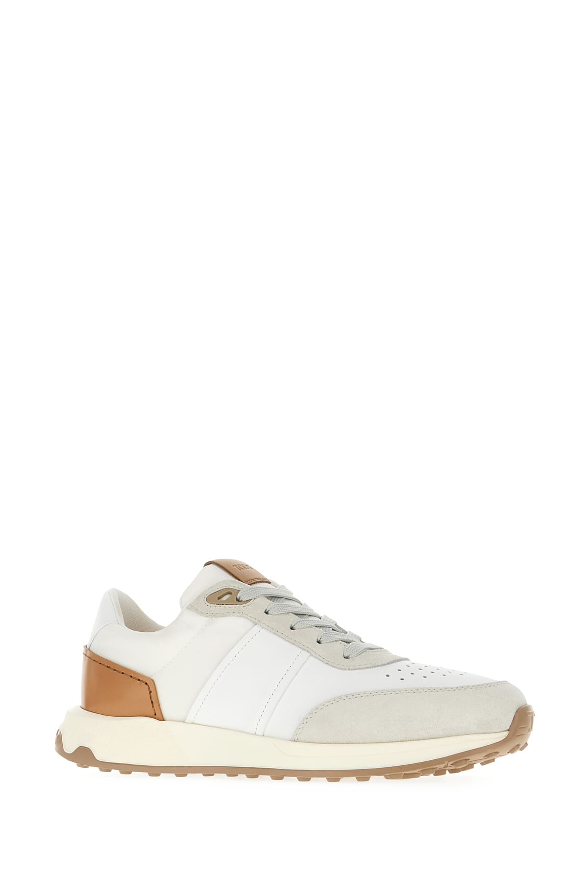 Shop Tod's Multicolor Leather And Mesh Sneakers In White Beige Brown