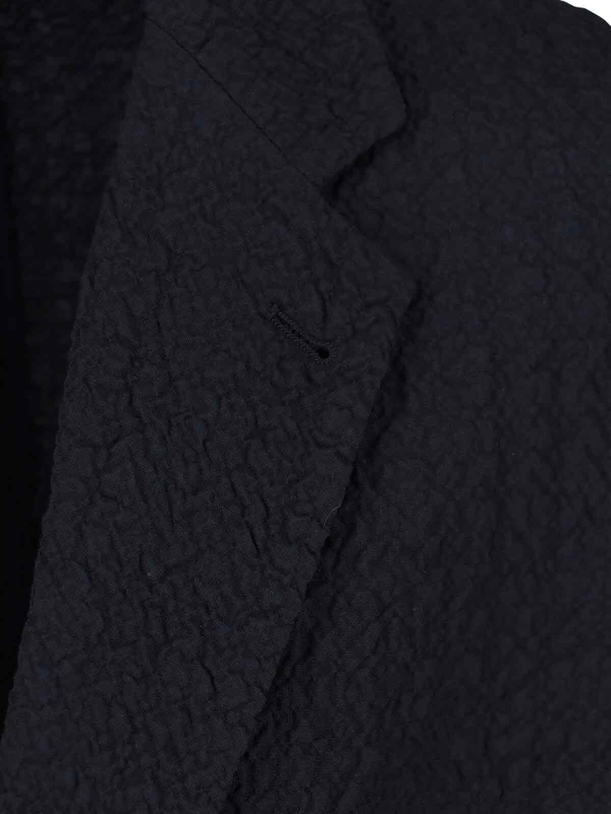 Giorgio Armani Front Pockets Notched Lapel Single Breasted Textured Fabric In Blue
