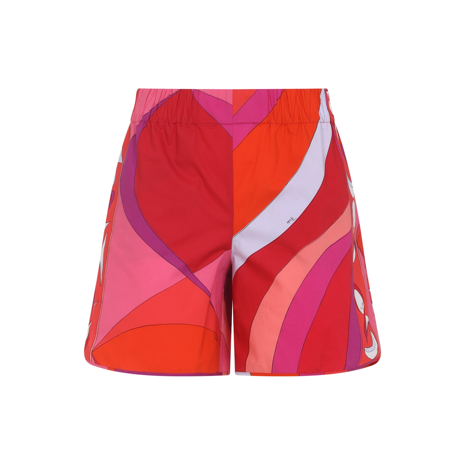 Pucci Geometric Design Cotton Shorts With Elastic Waistband In Pink