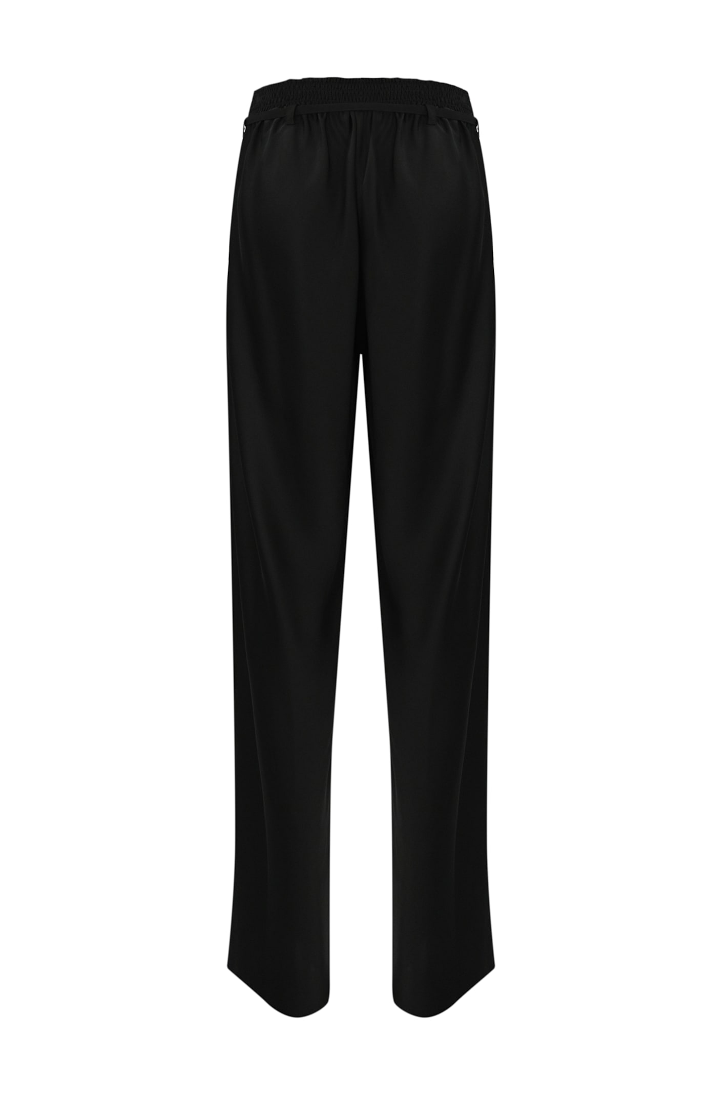 Patrizia Pepe Satin Trousers With Belt In Nero