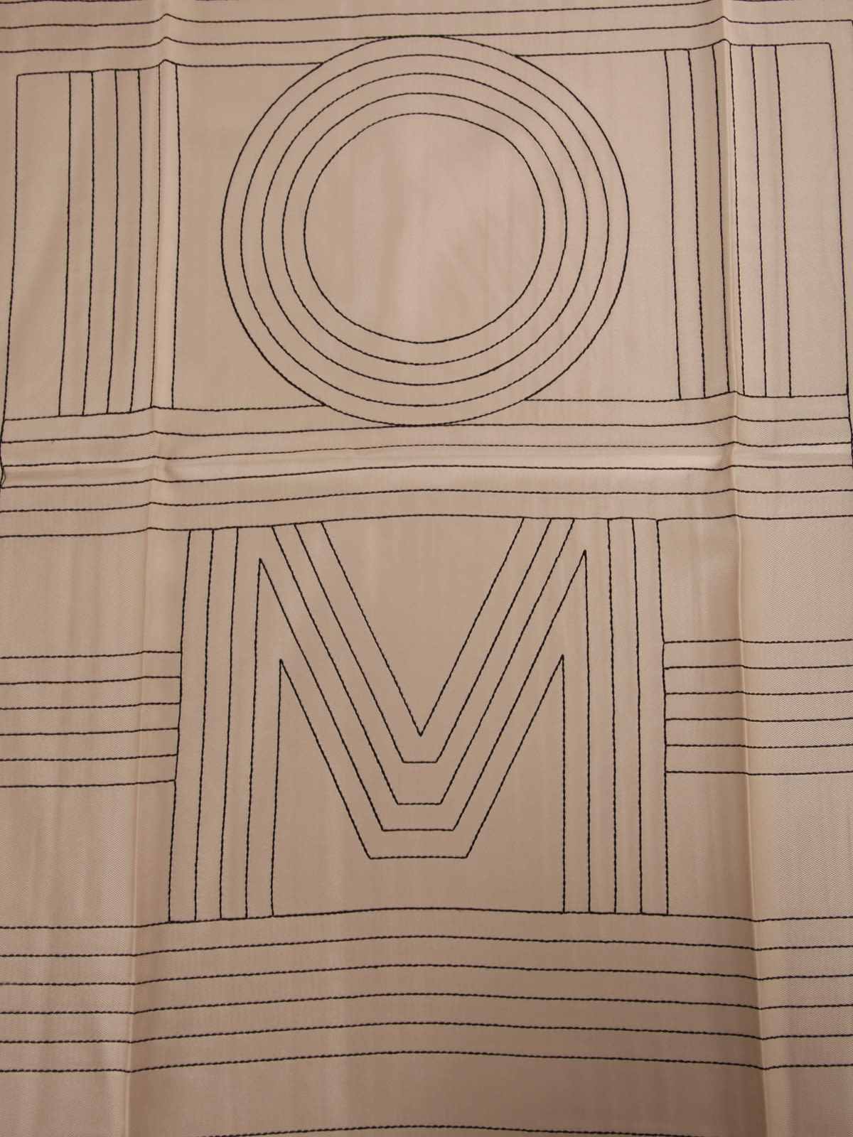Striped embroidered monogram silk scarf creme – Totême