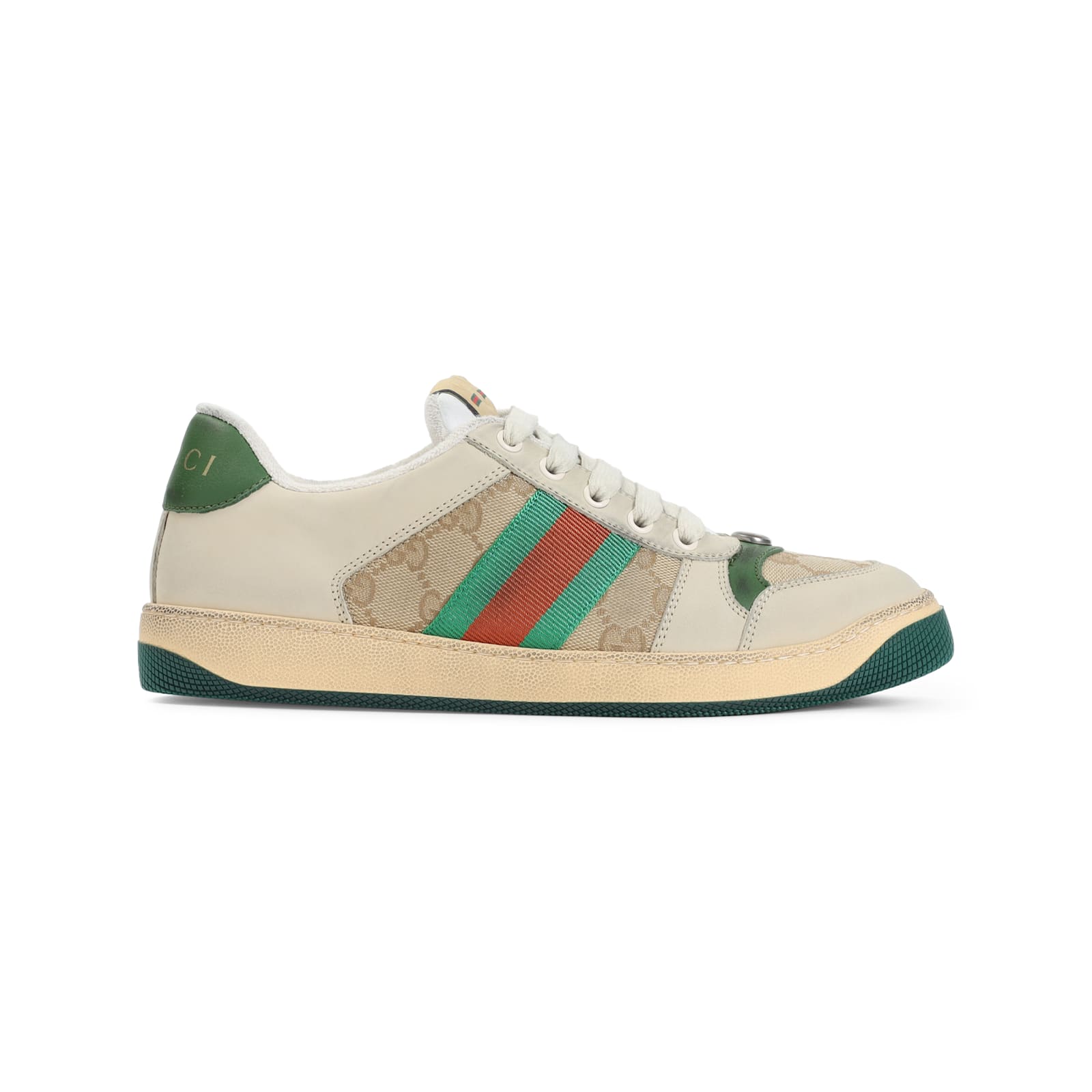 Gucci Screener Distressed Low-top Sneakers In Neutral