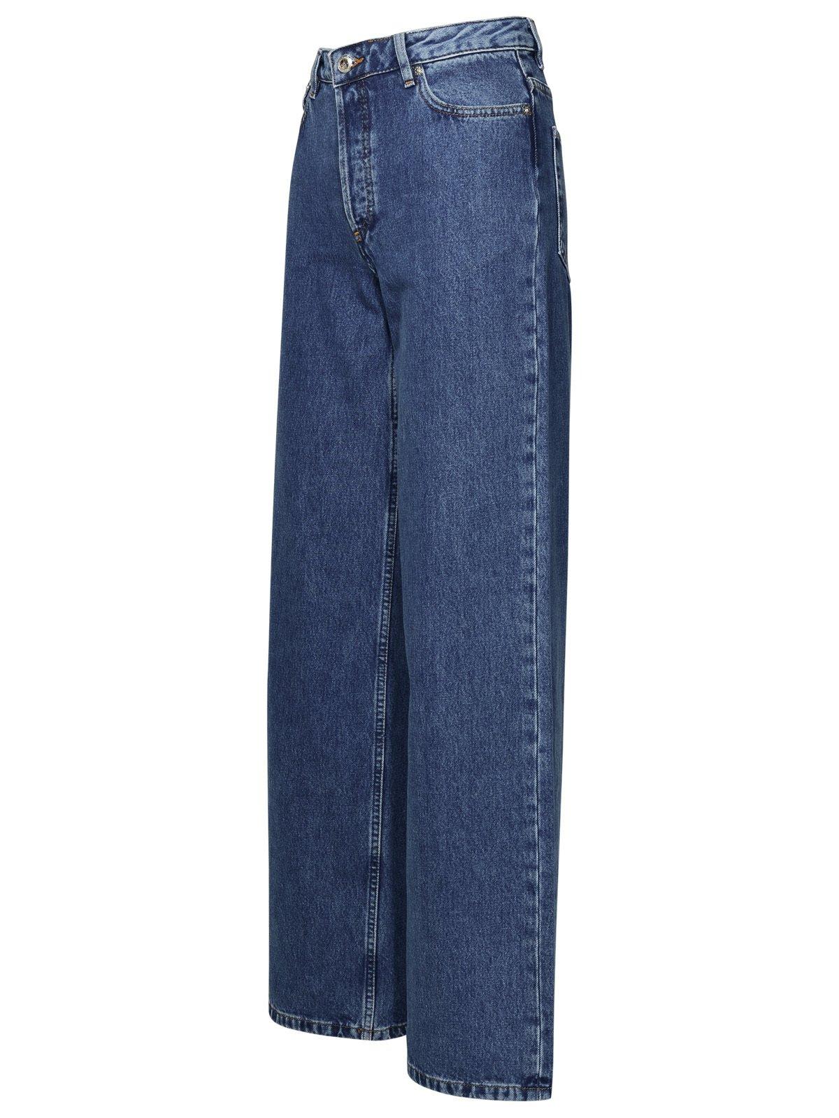 Shop Apc Wide Leg Jeans In Blue