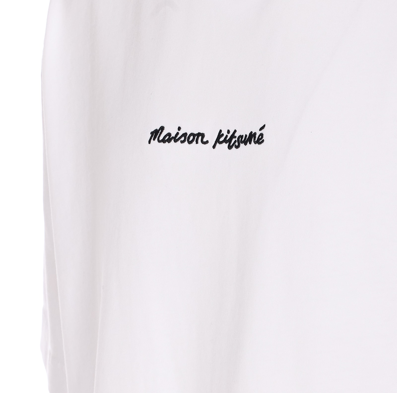 Maison Kitsuné White T-shirt With Logo Lettering Printed On The Front In Cotton Man In White