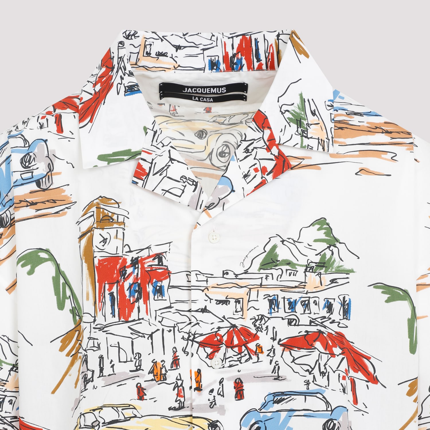 Shop Jacquemus La Chemise Casaco Shirt In Hi Print Capri Cars White