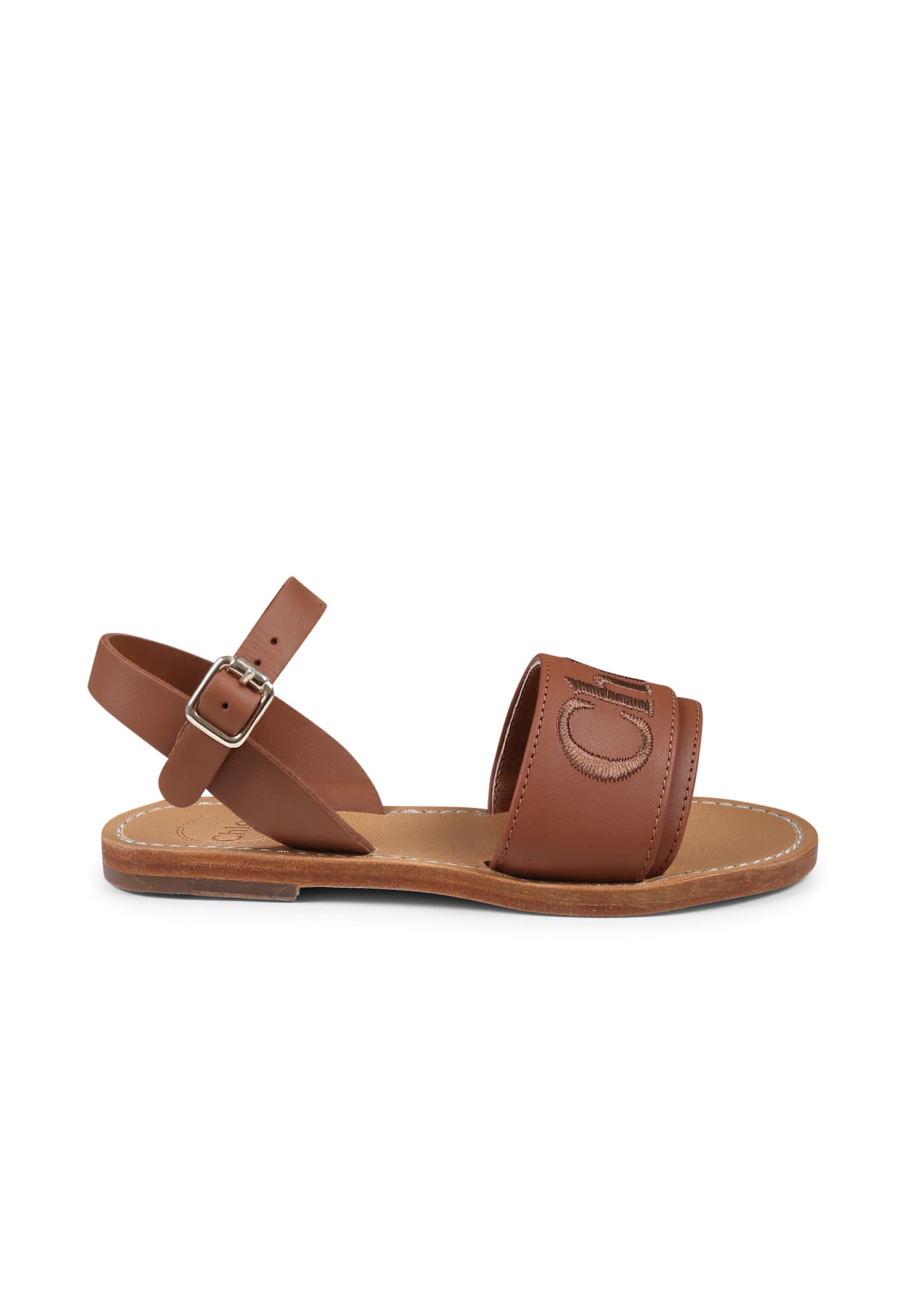 Shop Chloé Brown Sandals For Girl With Logo