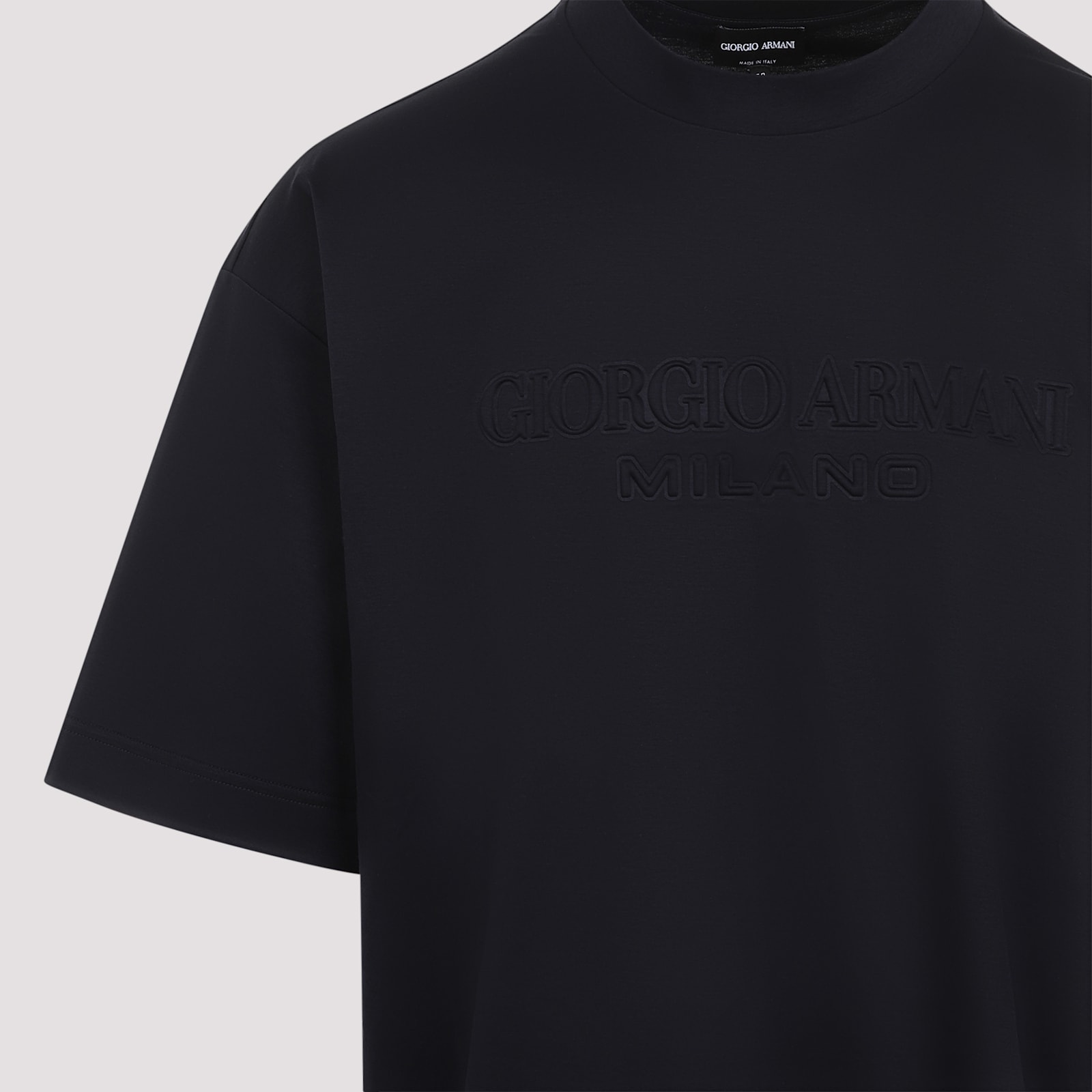 Giorgio Armani Mens Blue Navy Script Logo-embroidered Cotton-jersey T-shirt In Salute