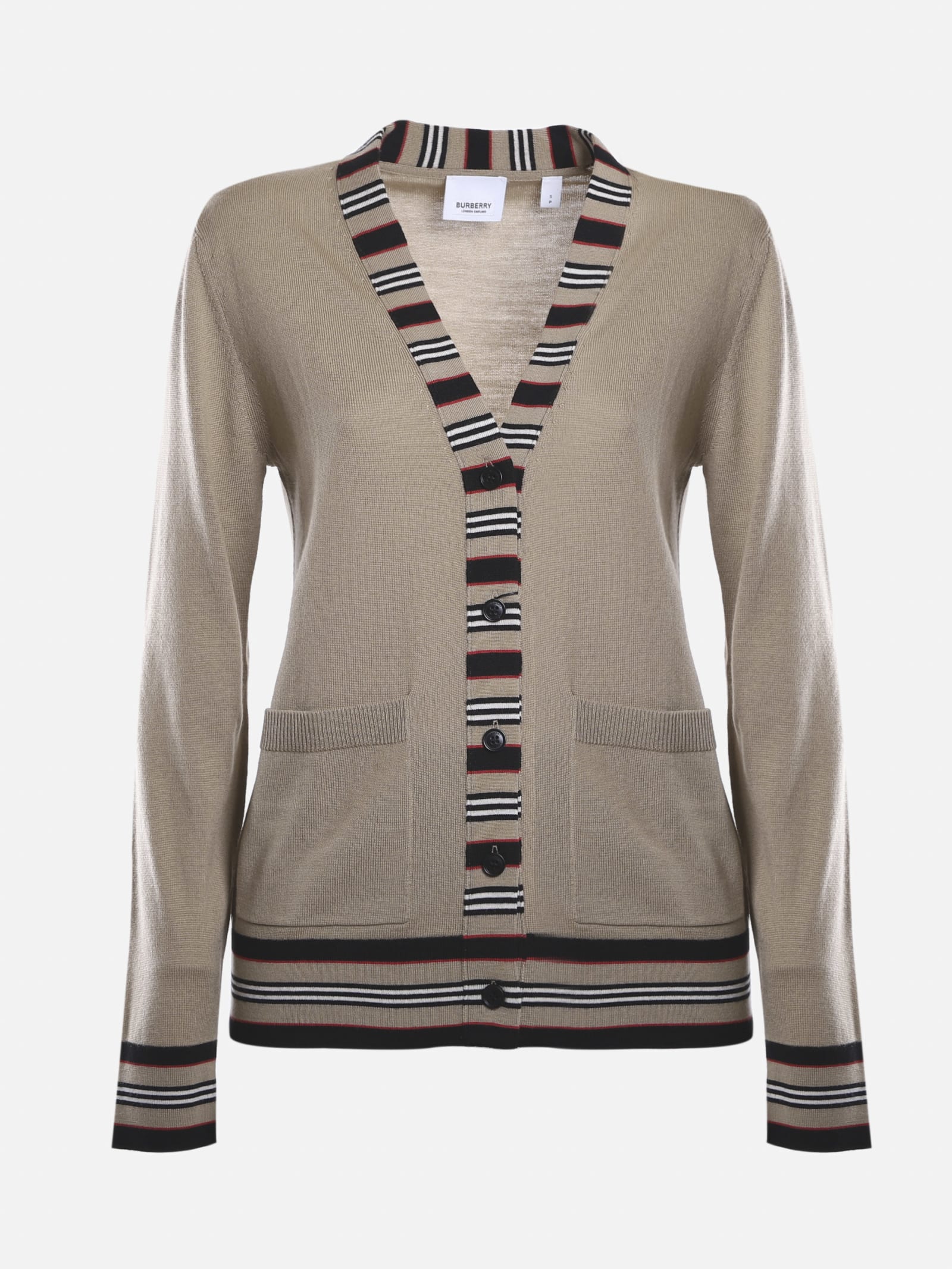 Burberry Wool Cardigan With Striped Pattern