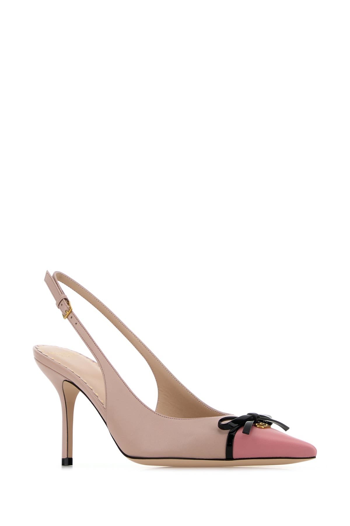 Valentino Vlogo Pointed Slingback Leather Kitten Pumps In Candyrosewaterrosenero