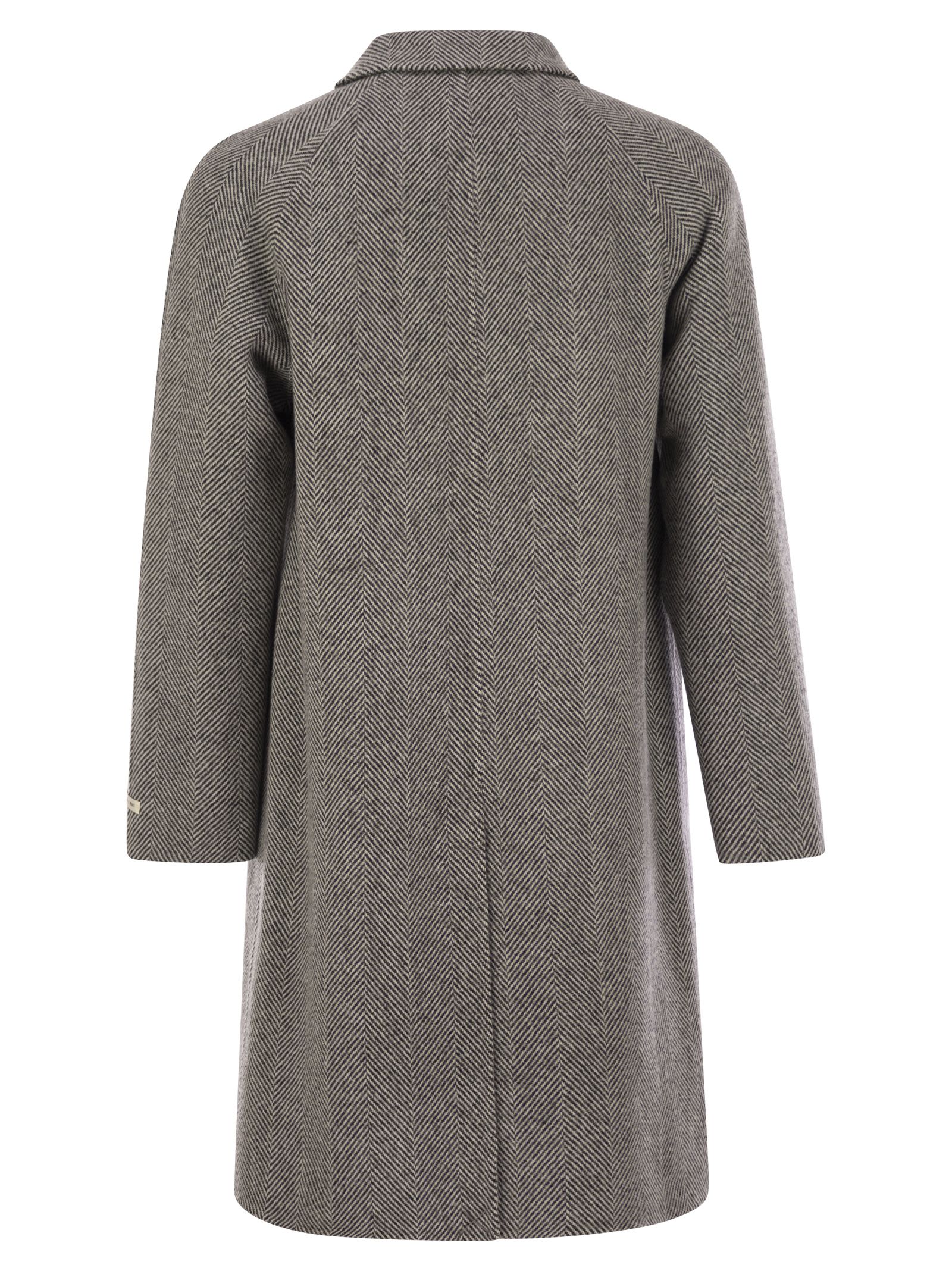 Shop Paltò Marcello - Wool Blend Coat In White/black