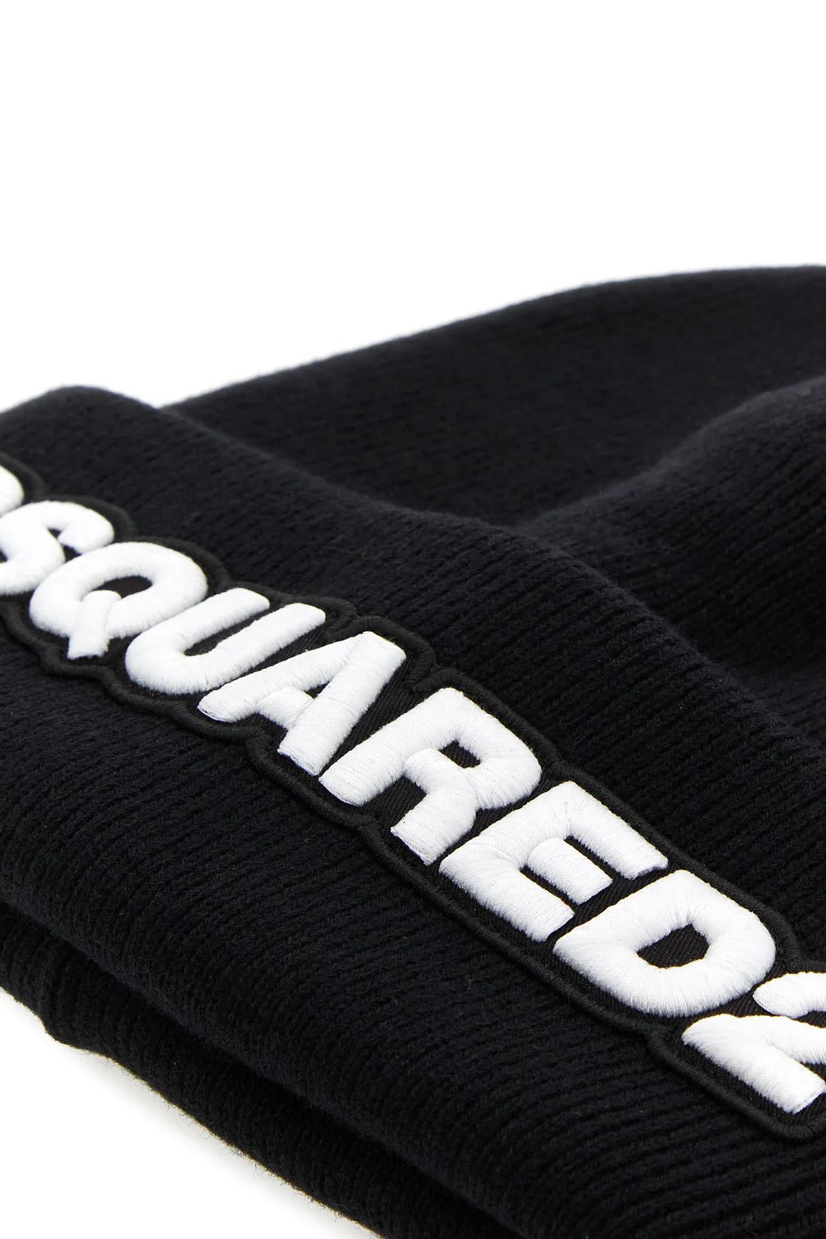 Shop Dsquared2 Black Wool Beanie Hat In Nero