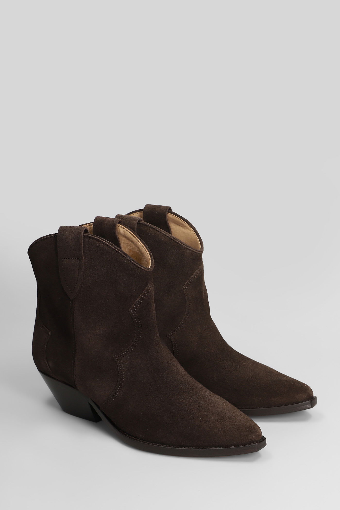 Isabel Marant Suede Western Cuban Heel Boots In Brown
