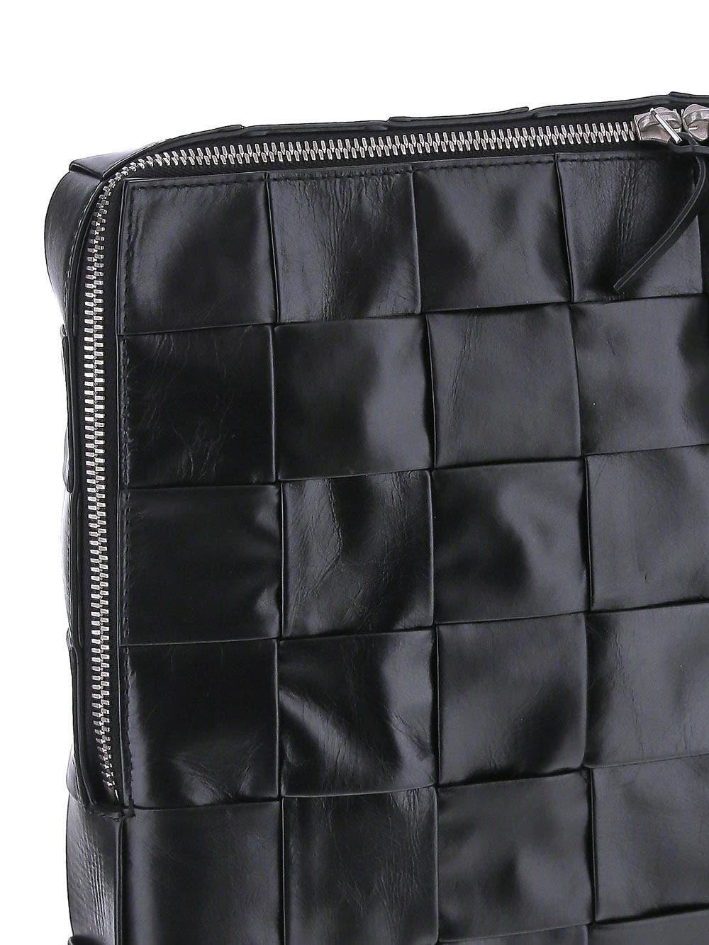 Shop Bottega Veneta Intrecciato Shoulder Bag In Black