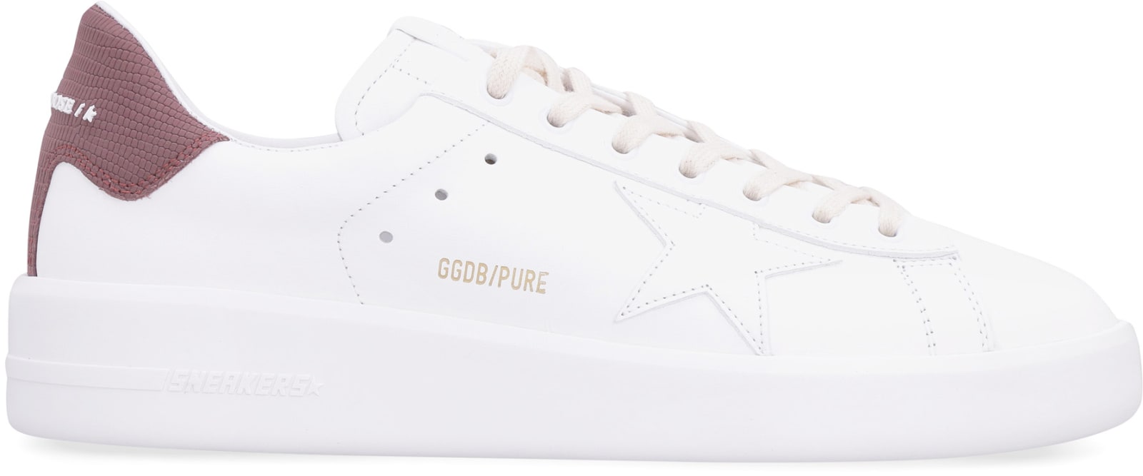 Shop Golden Goose Pure New Leather Low-top Sneakers In White/bordeaux