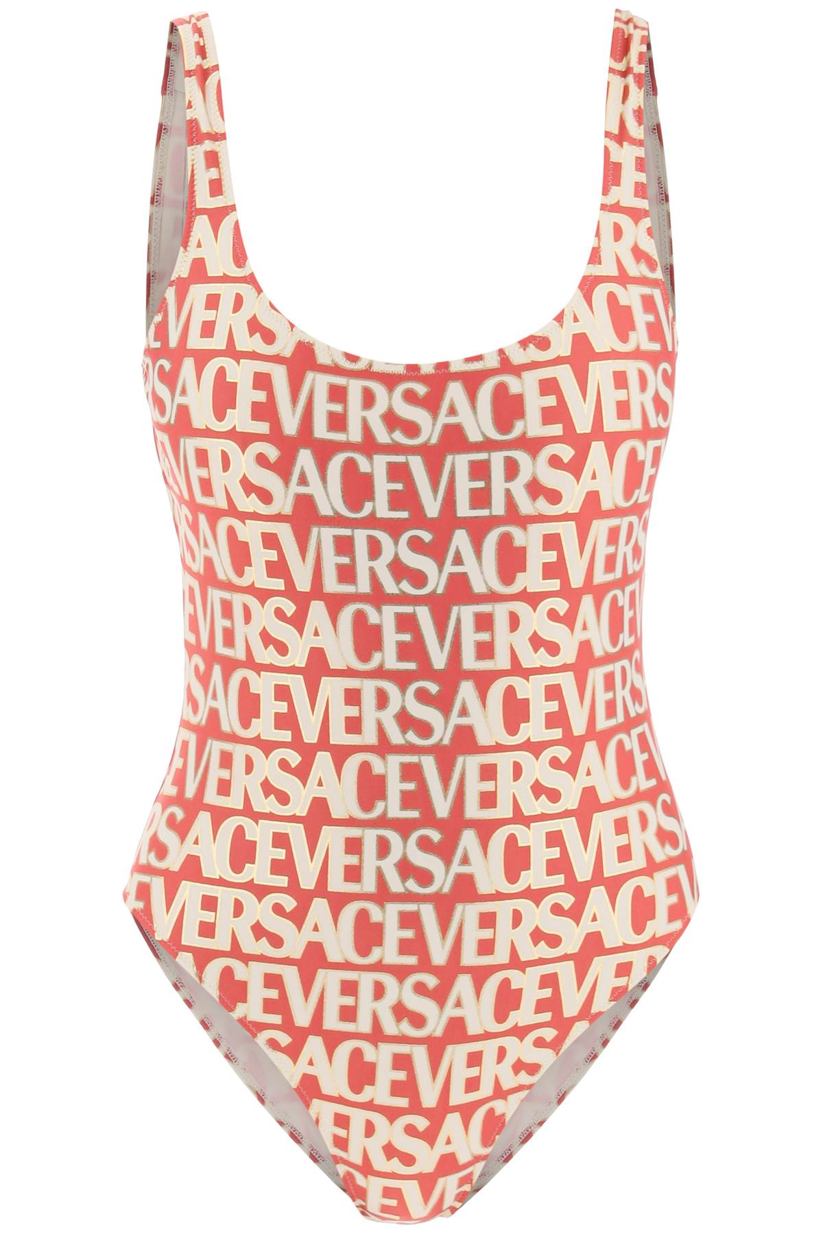 Versace Allover One-piece Swimwear In Fuxia Ivory (fuchsia)