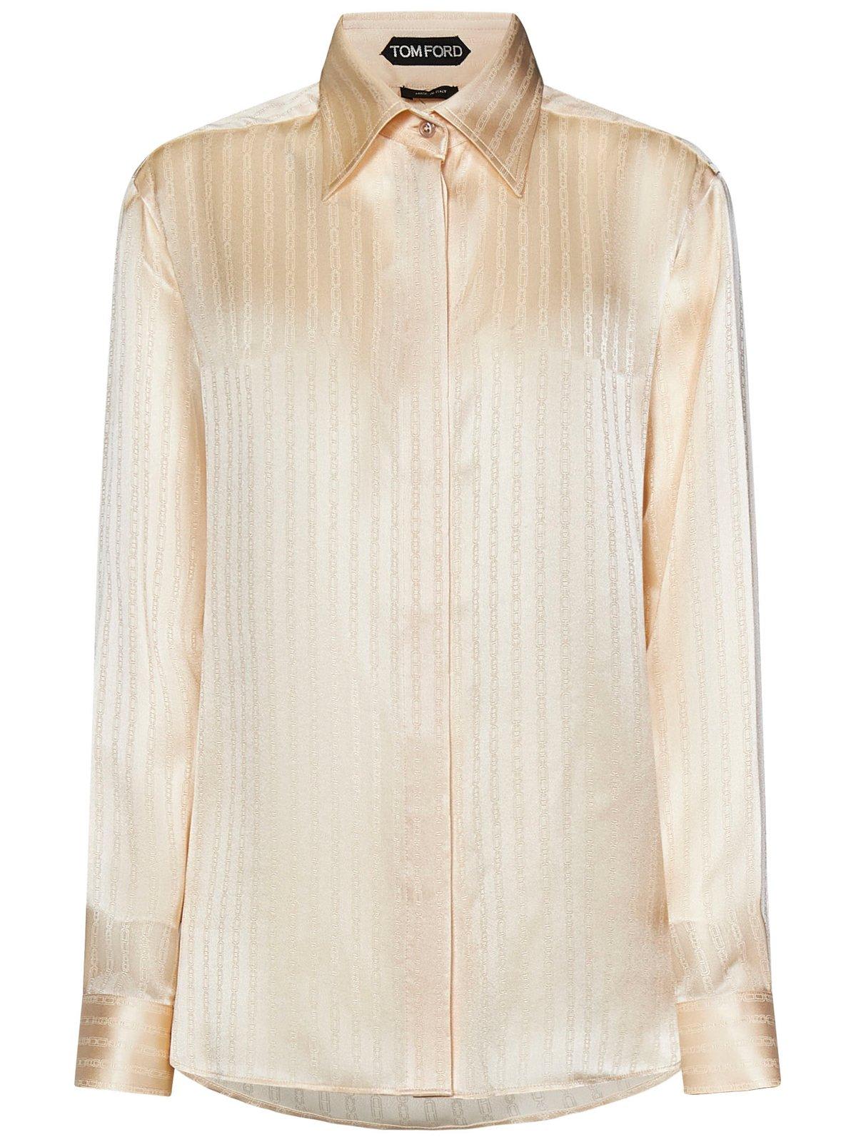 Shop Tom Ford Whitney Striped Fluid Shirt In Beige