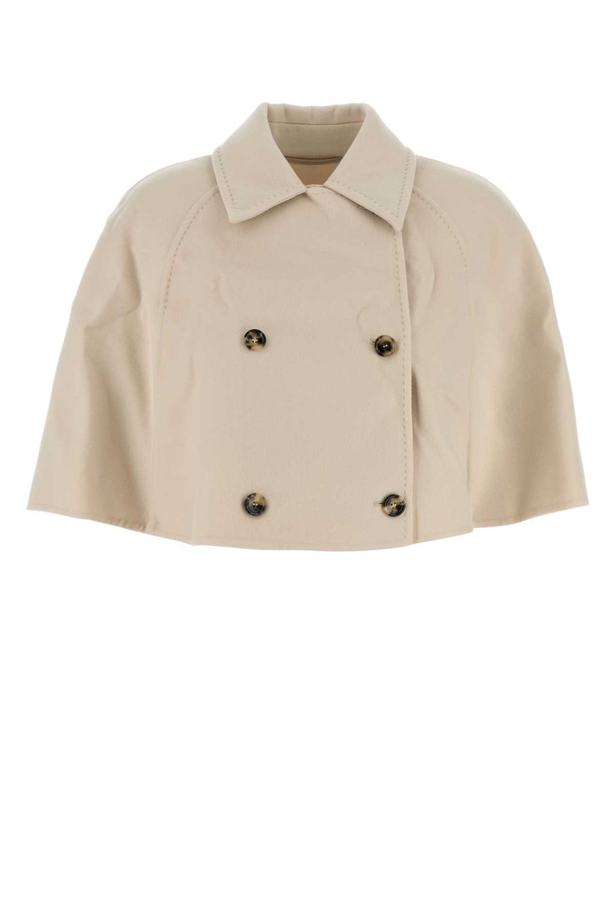 MAX MARA SAND WOOL BLEND VOLUME COAT