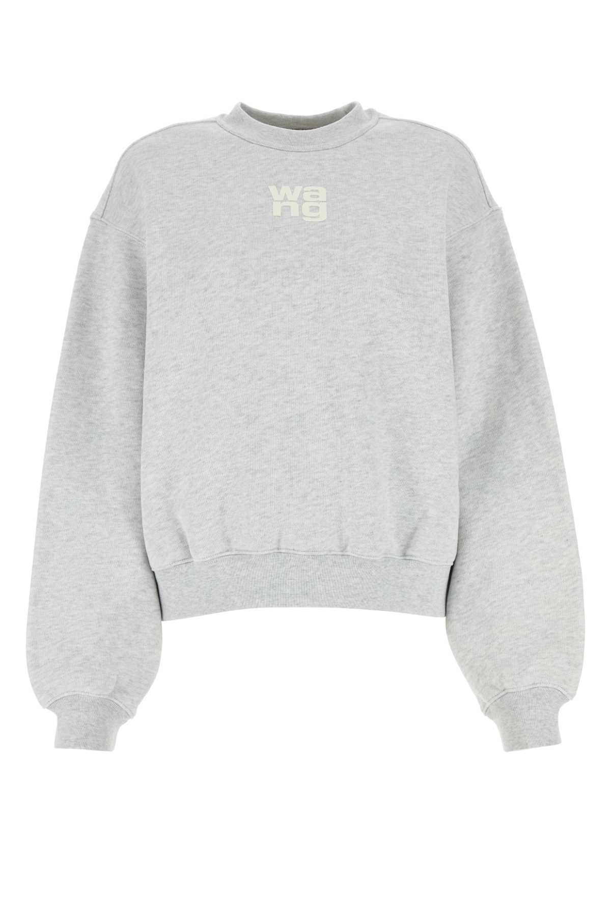 Shop Alexander Wang T Melange Light Grey Cotton Sweatshirt In Lightheathergrey