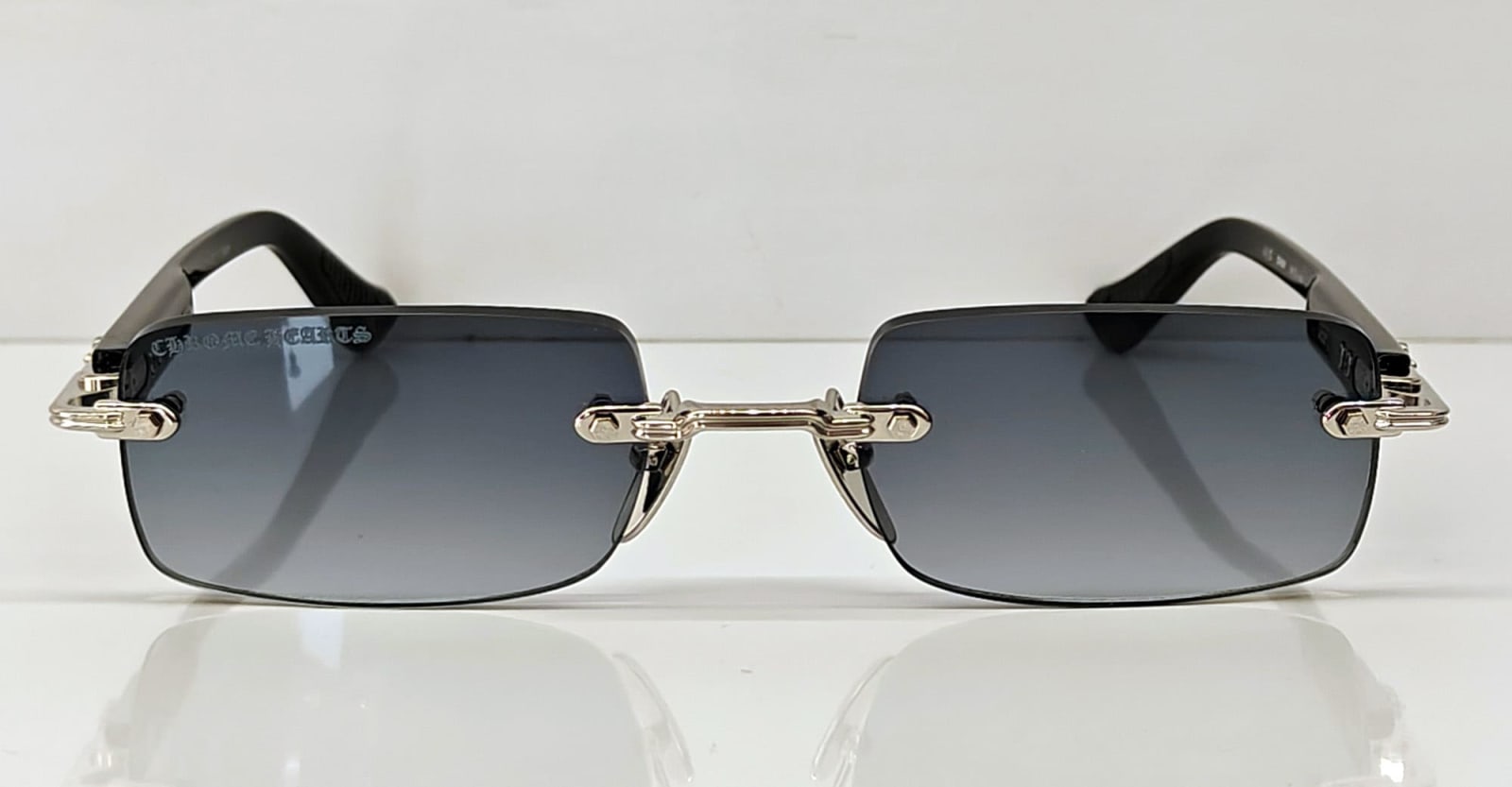 Chrome Hearts Deep I - Shiny Silver / Black Sunglasses In