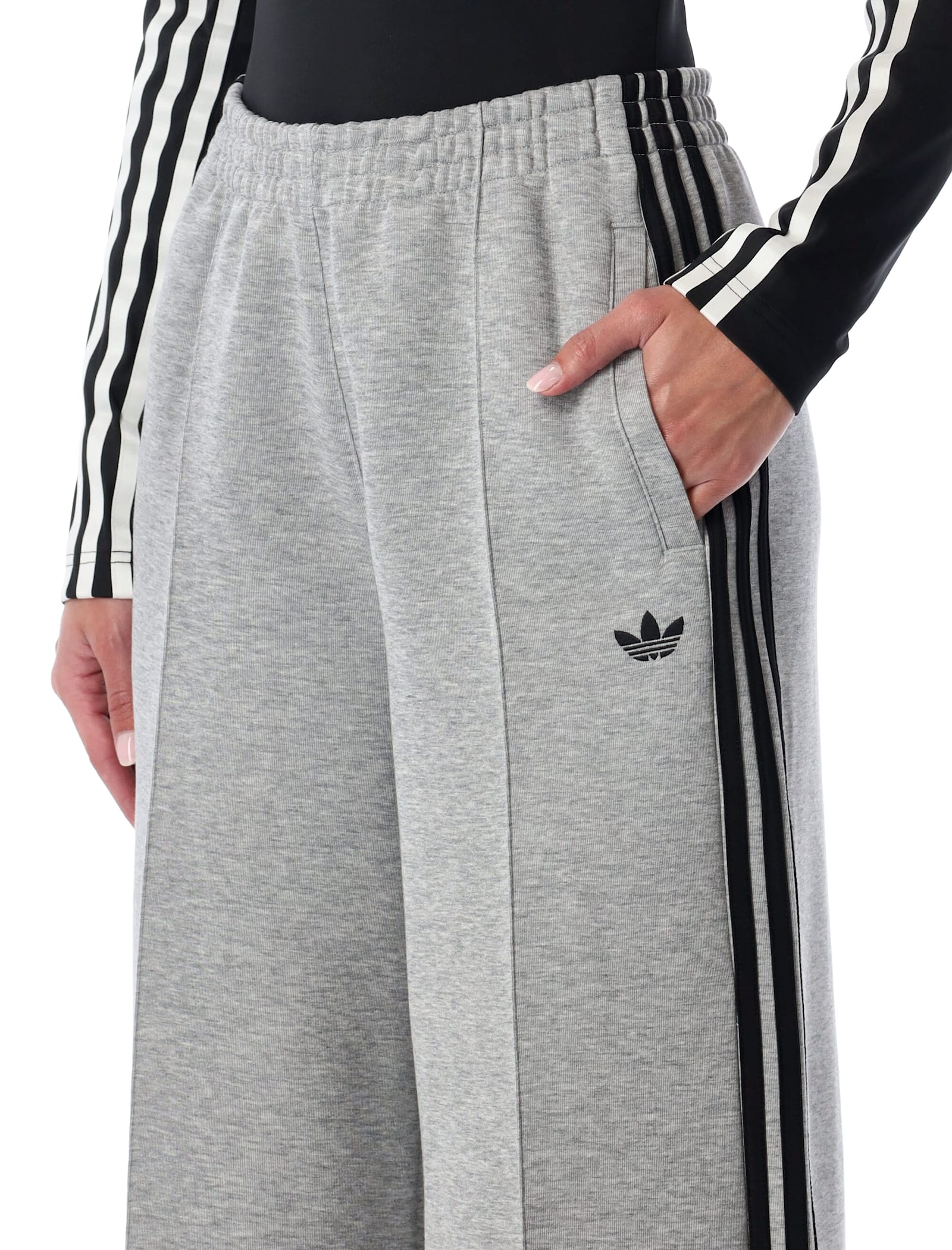 Adidas Originals Grey Wide-leg Track Pants In Gray