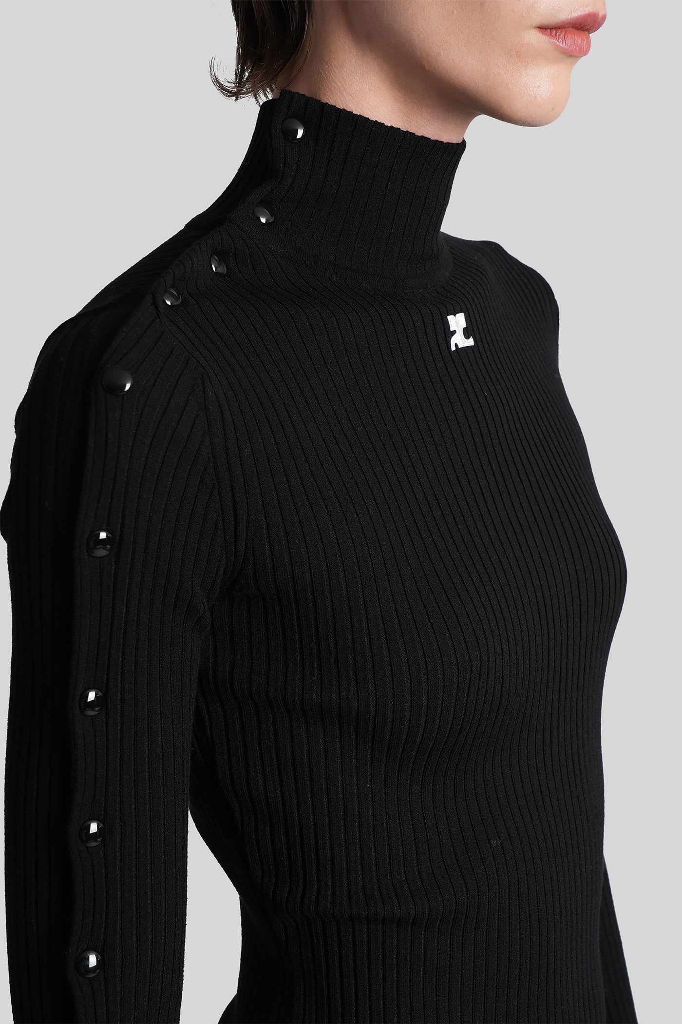 Courrèges Long Dress In Black Viscose In Black