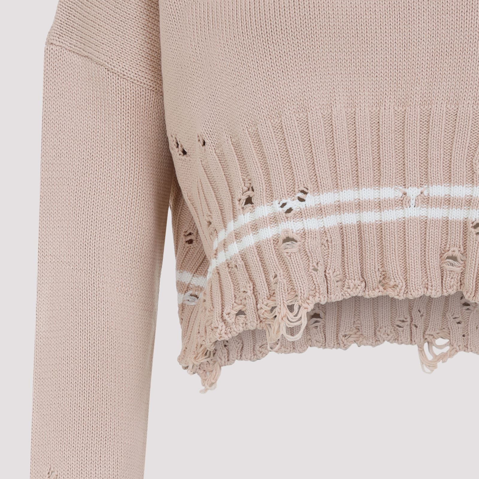 Marni Womens 00w35 Distressed Cropped Cotton-knit Jumper In Pink