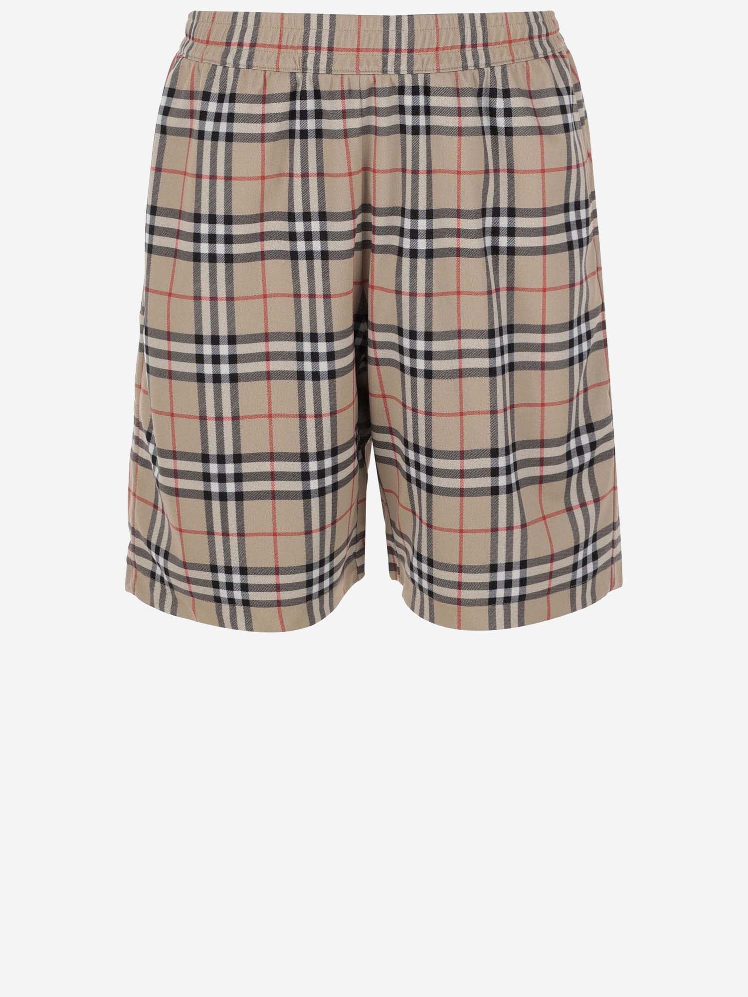 Shop Burberry Nylon Check Short Pants In Red