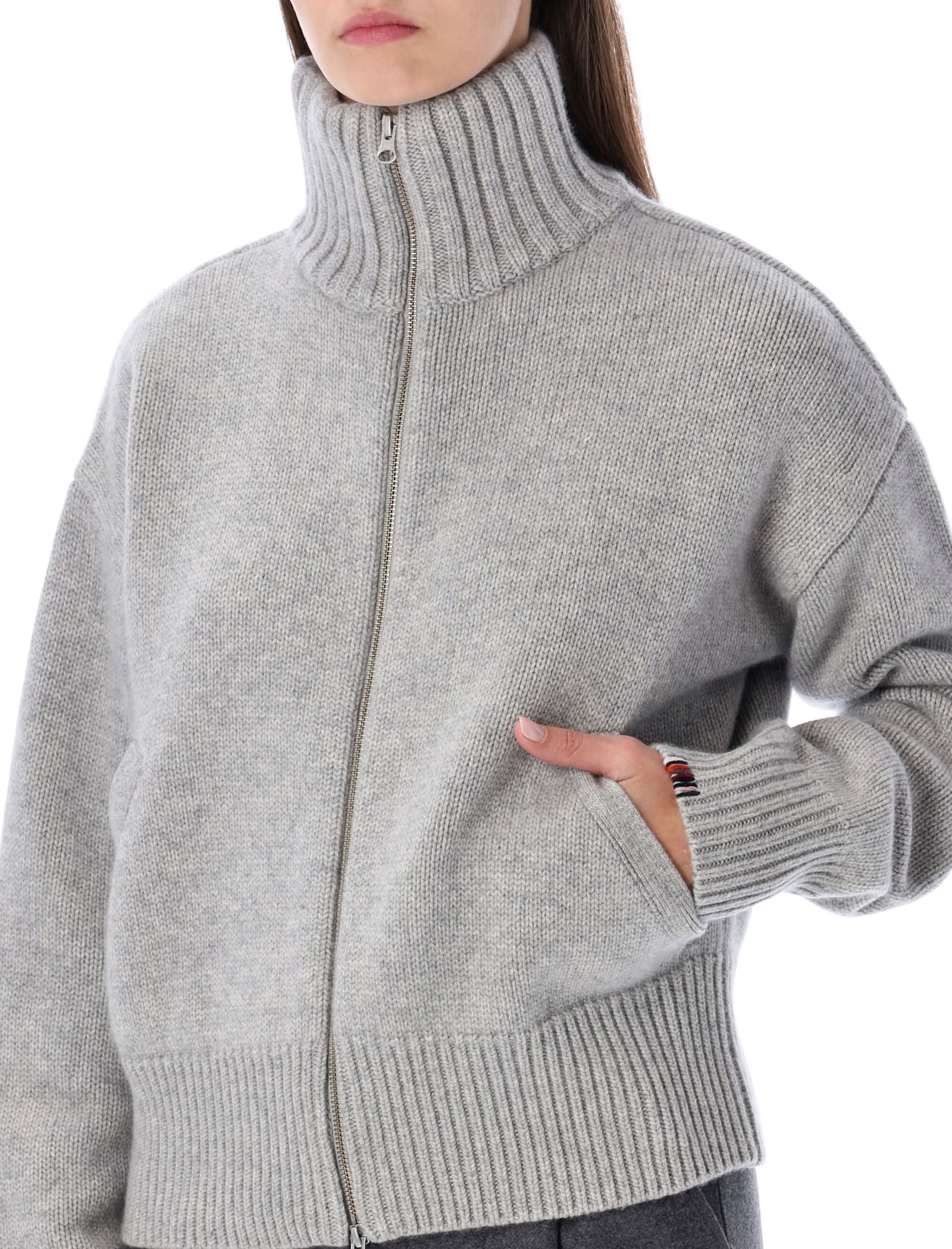Extreme Cashmere N°438 Xtra Fab Cashmere Zip-up Cardigan In Gray