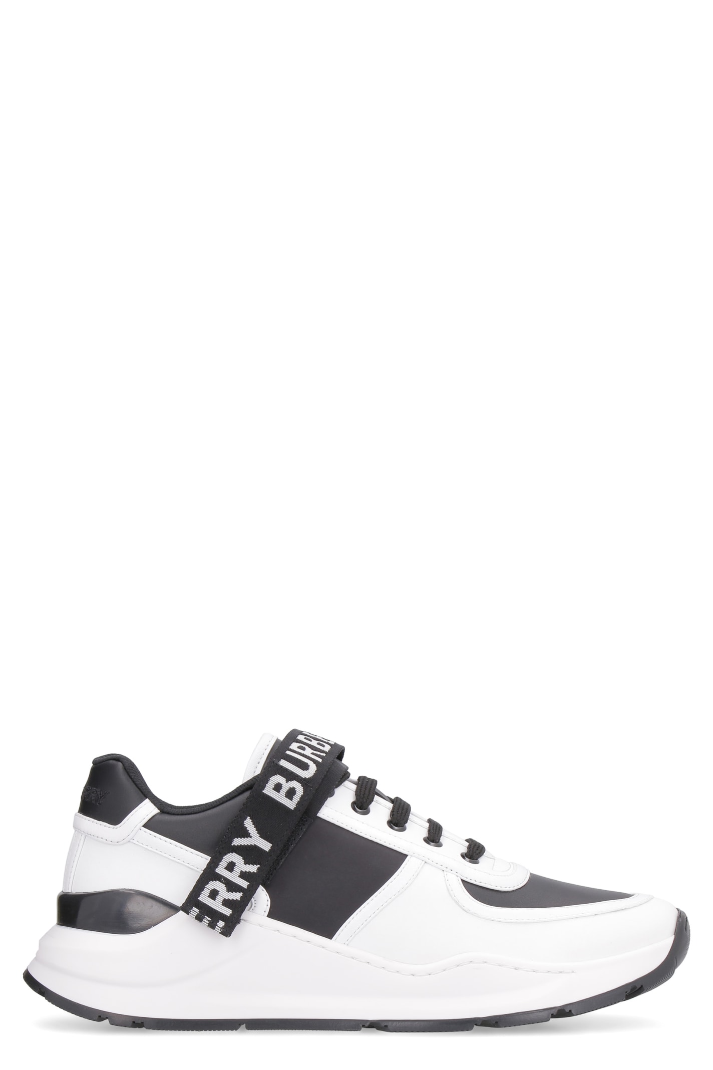 BURBERRY RONNIE LEATHER AND TECHNO-FABRIC SNEAKERS,11126626