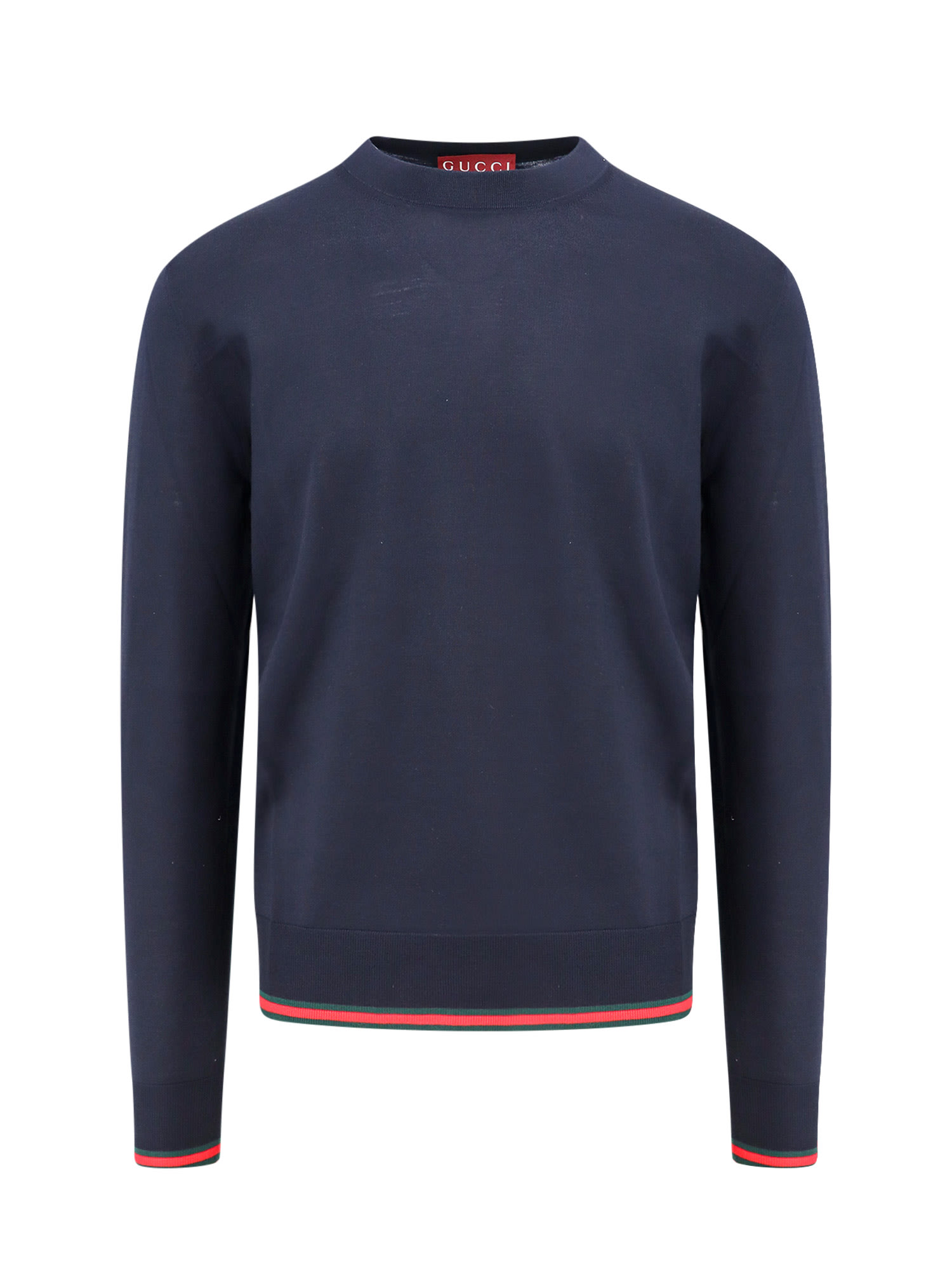 Gucci Long-sleeve Black Crewneck Sweater With Ribbed Details