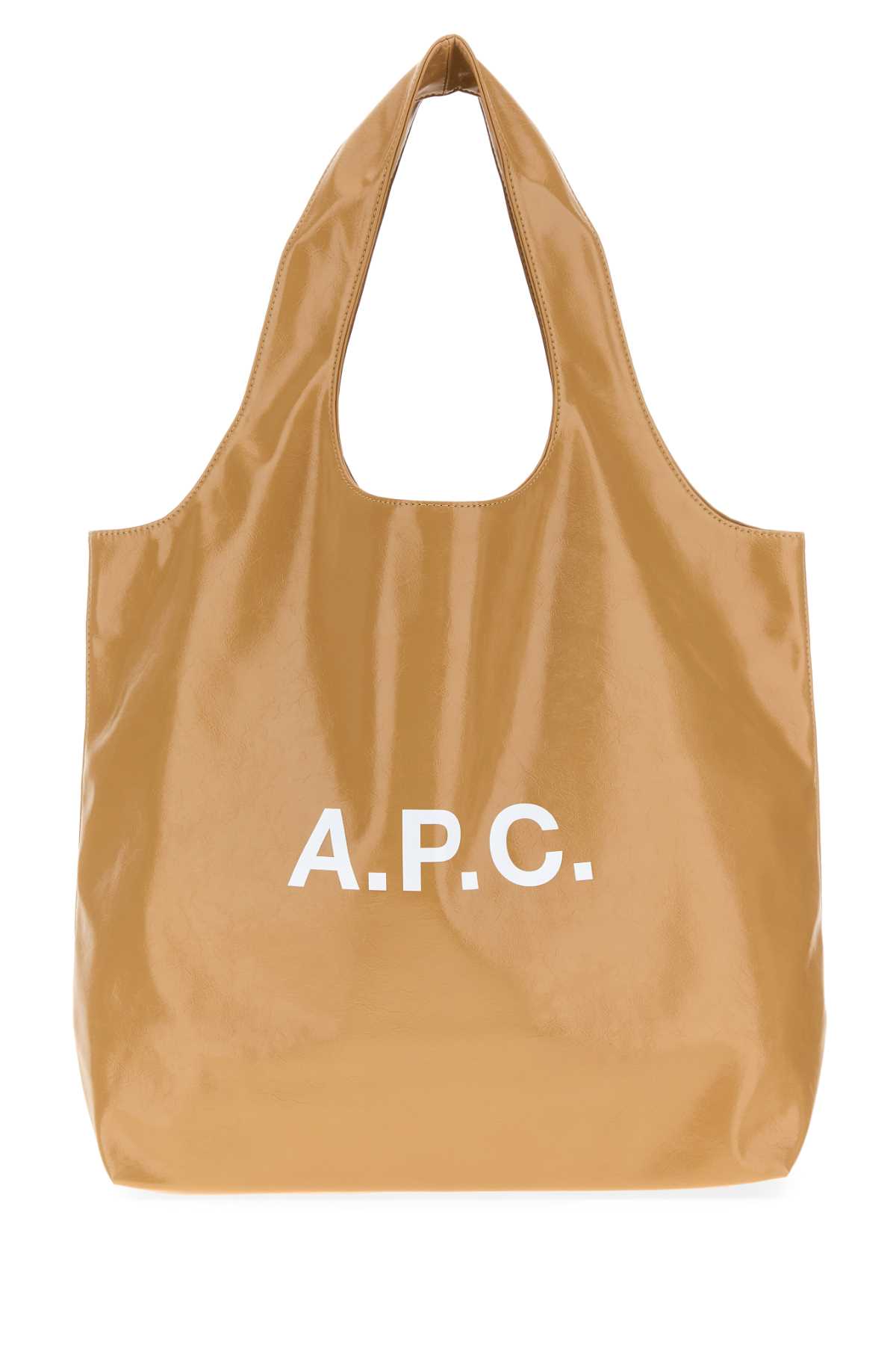 Apc A.p.c. Beige Synthetic Leather Ninon Shopping Bag In Brown