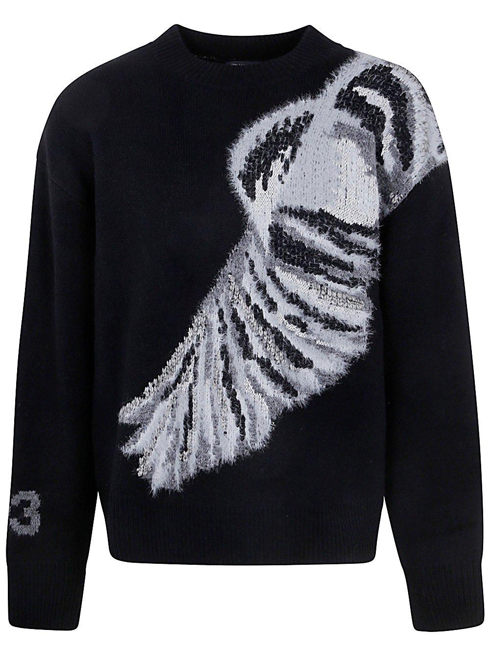 Shop Y-3 Graphic Knitted Crewneck Jumper In Black