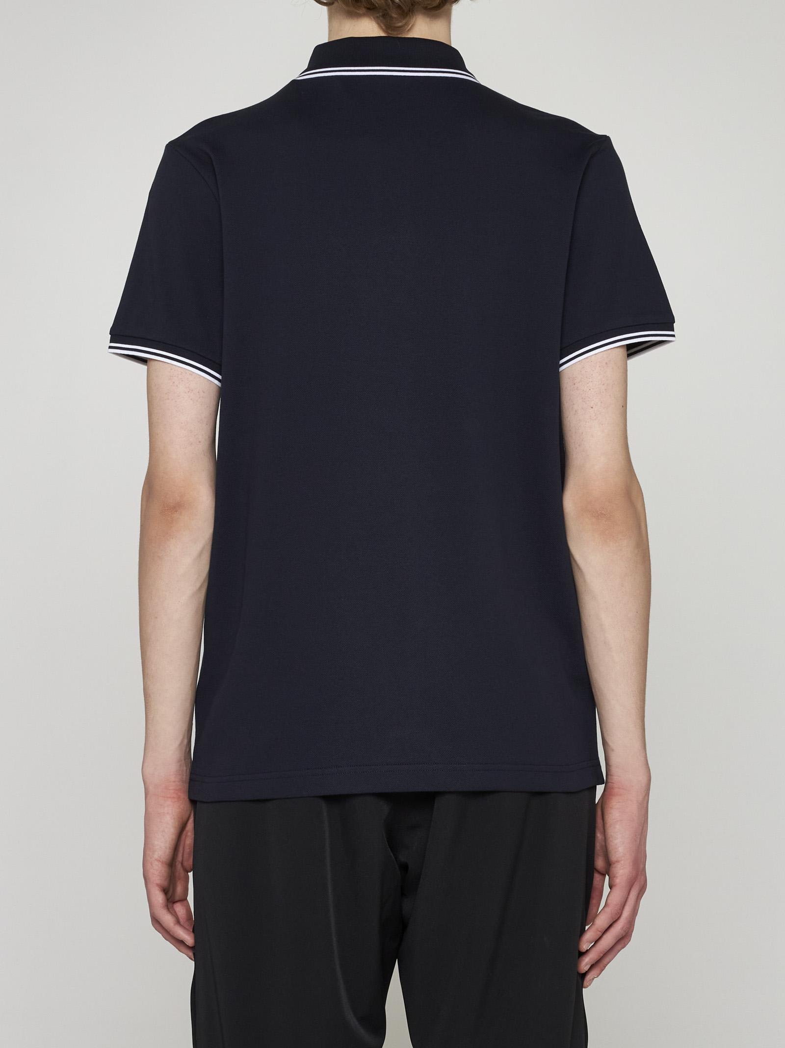 Moncler Men Tricolor-trimmed Cotton Piquet Polo Shirt Navy In Blue