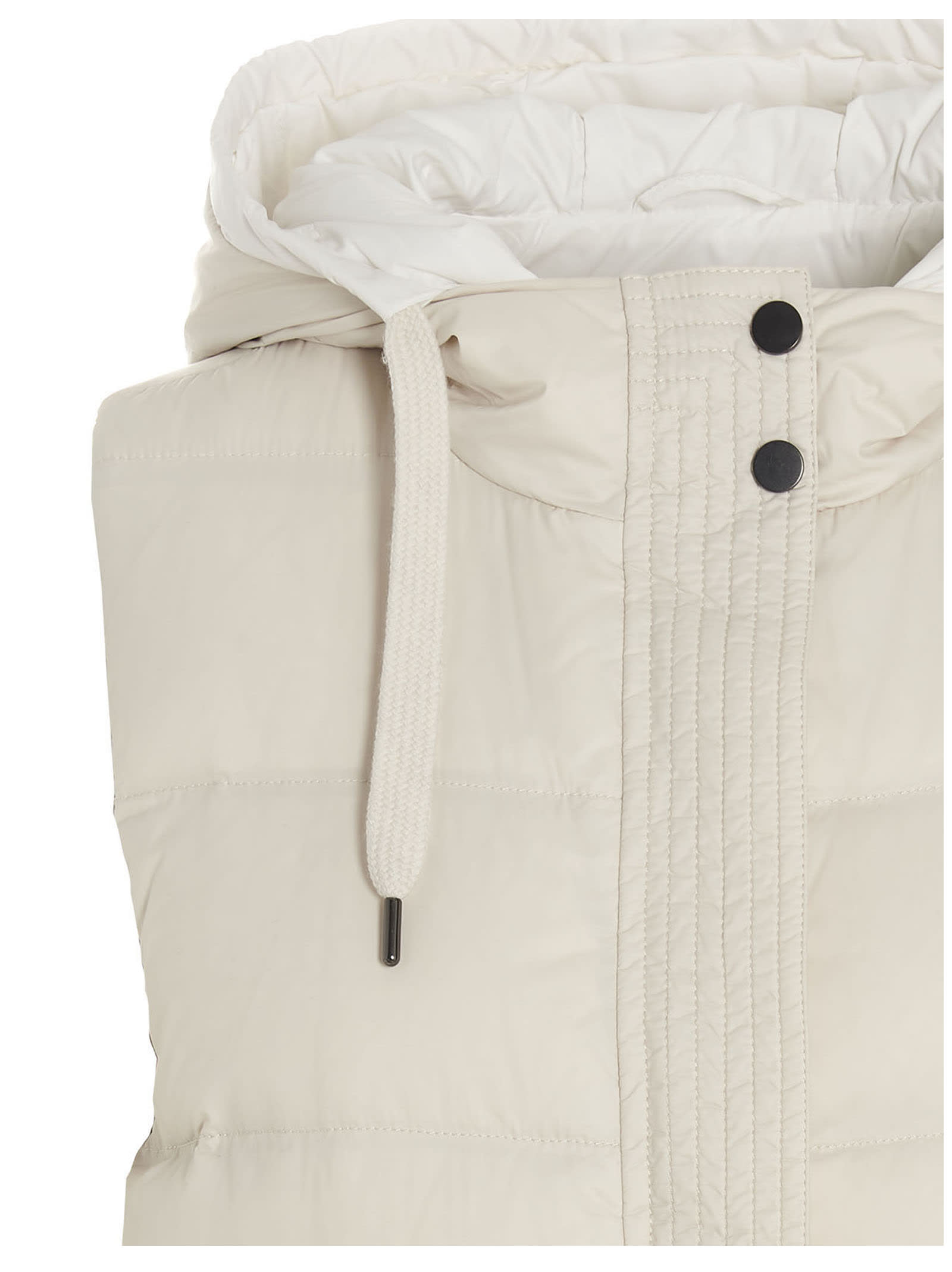 Shop Brunello Cucinelli Padded Hooded Vest In White
