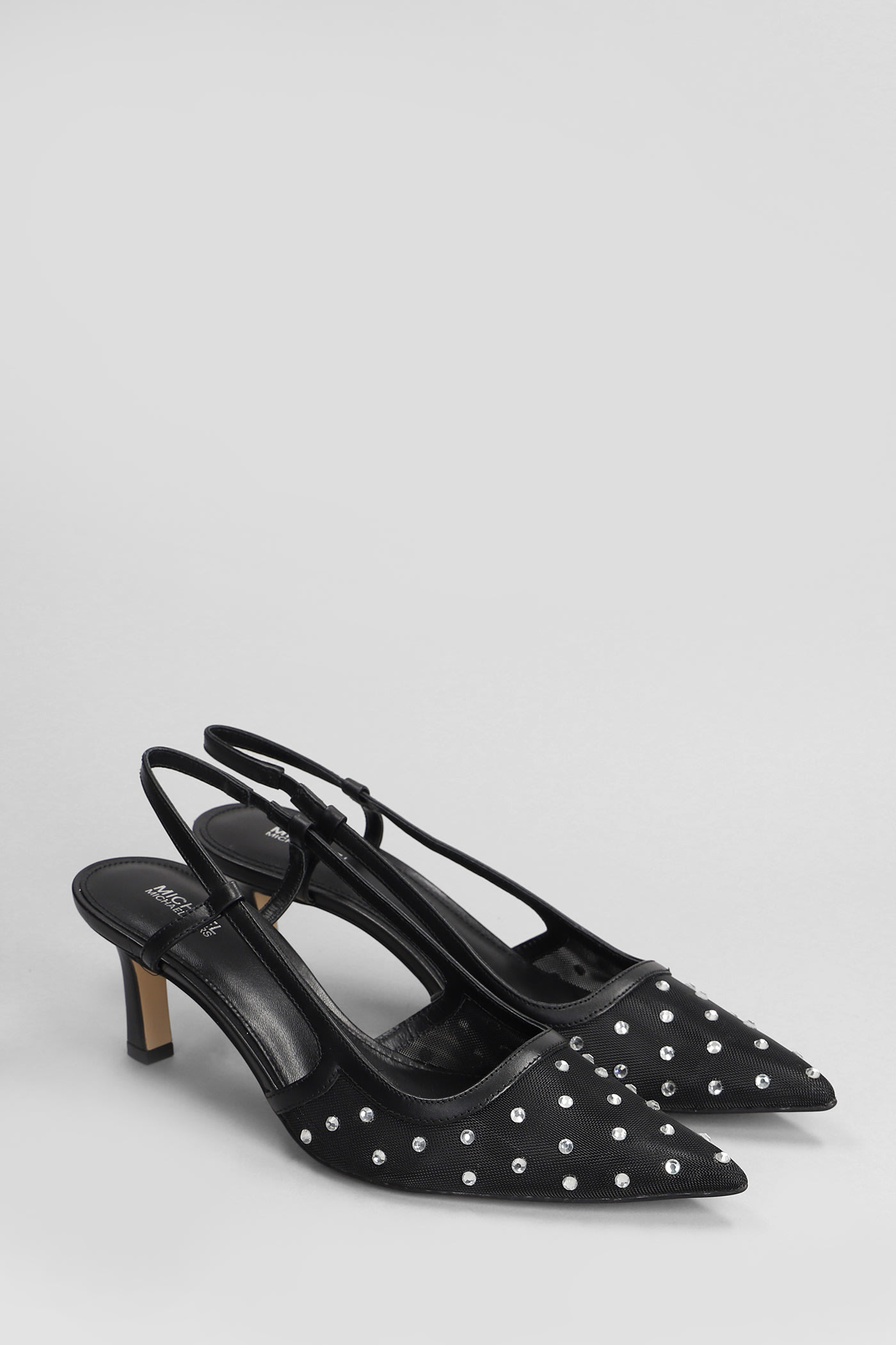 Michael Michael Kors Alora Mid Sling Pumps In Black Leather In Black